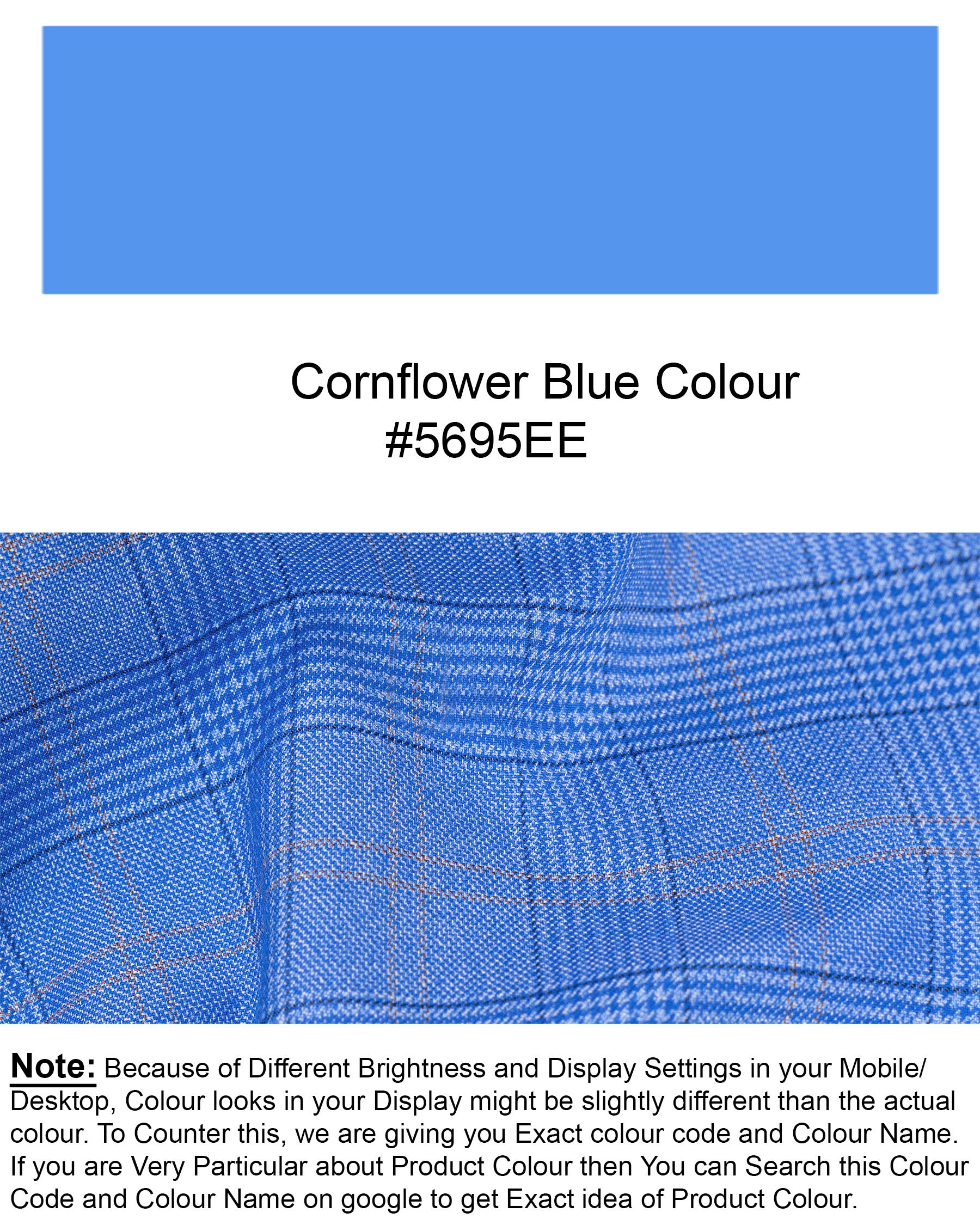 Cornflower Blue Super fine Plaid Woolrich Pant T1635-28, T1635-30, T1635-32, T1635-34, T1635-36, T1635-38, T1635-40, T1635-42, T1635-44