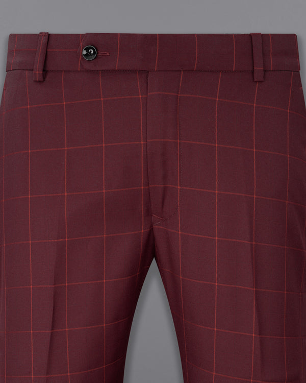 Maroon Oak Windowpane Pant