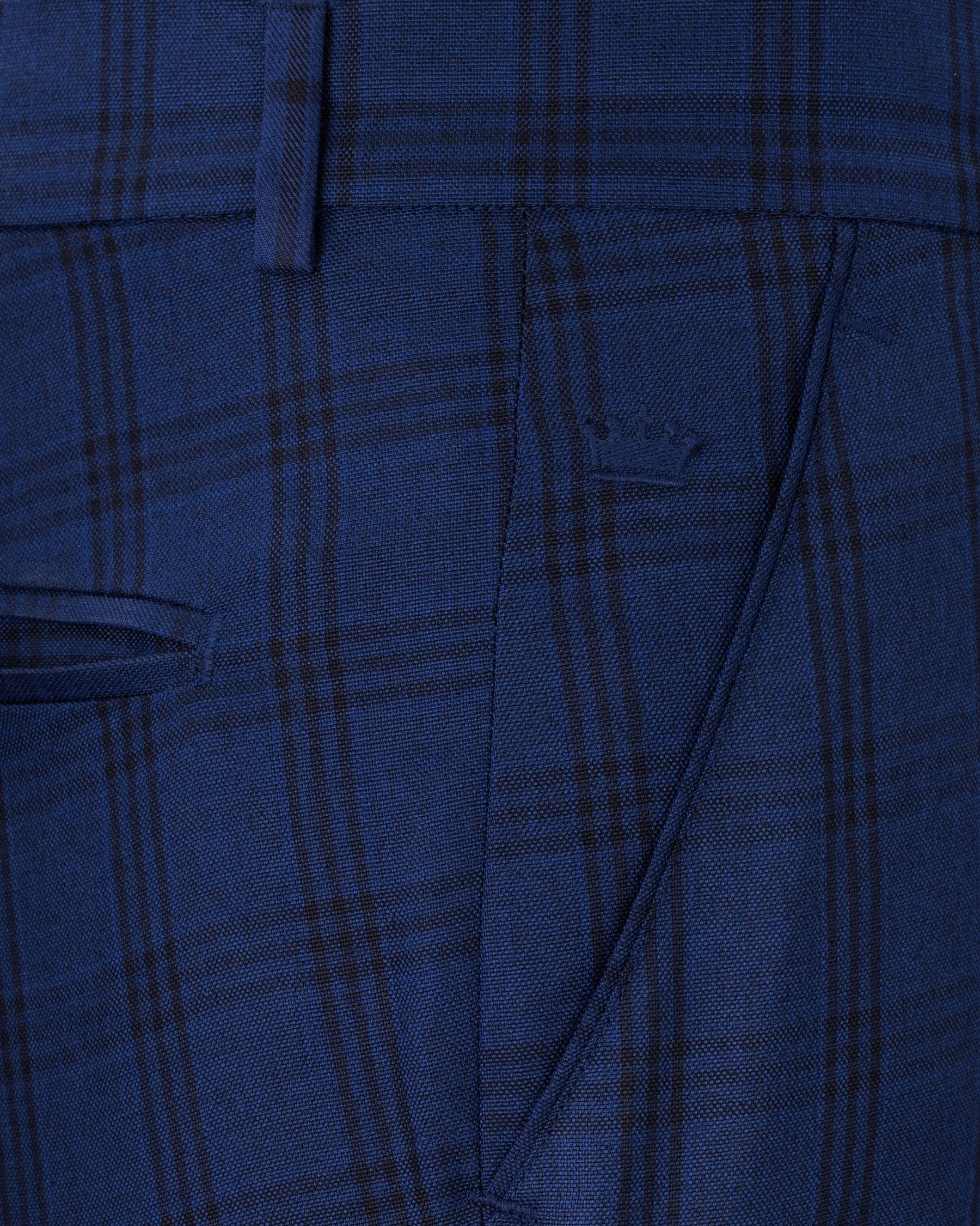 Dark Byzantium Blue Plaid Pant