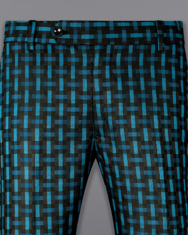 Jade Black with Glacier Blue Plaid Pant