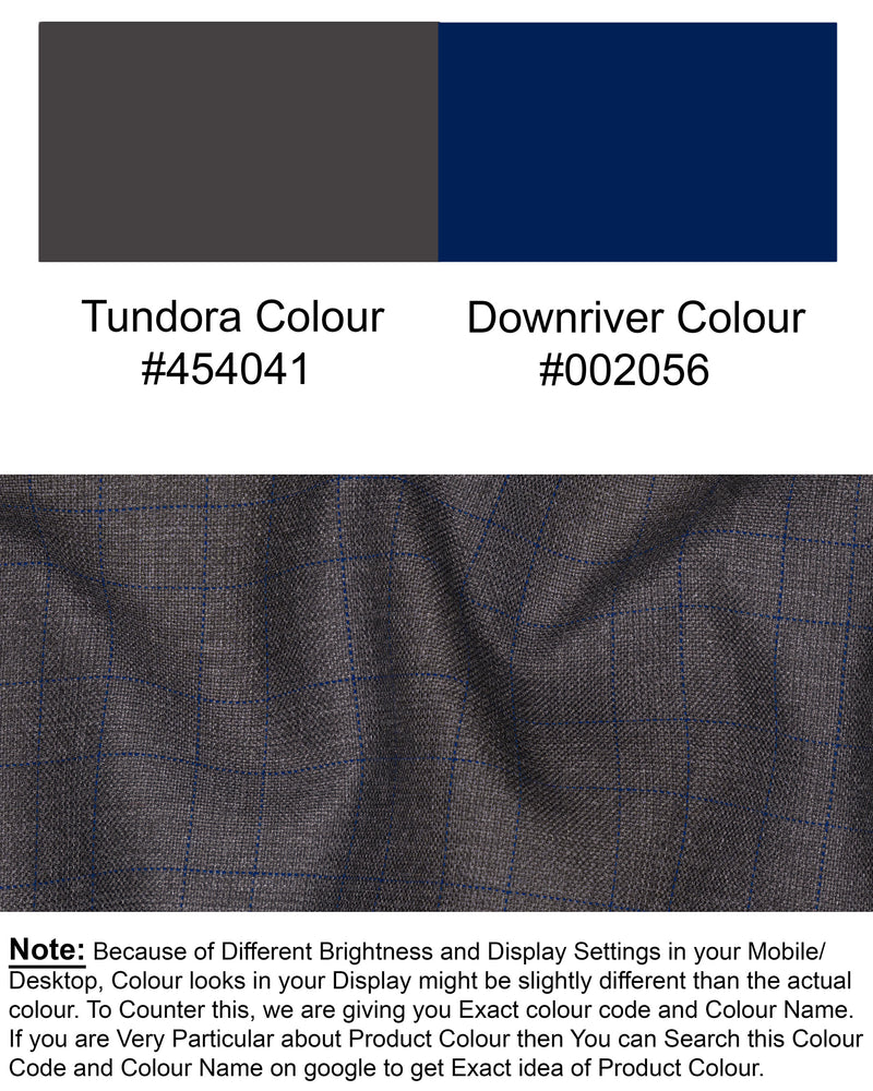 Tundora Gray And Downriver blue Plaid Pant T1839-28, T1839-30, T1839-32, T1839-34, T1839-36, T1839-38, T1839-40, T1839-42, T1839-44