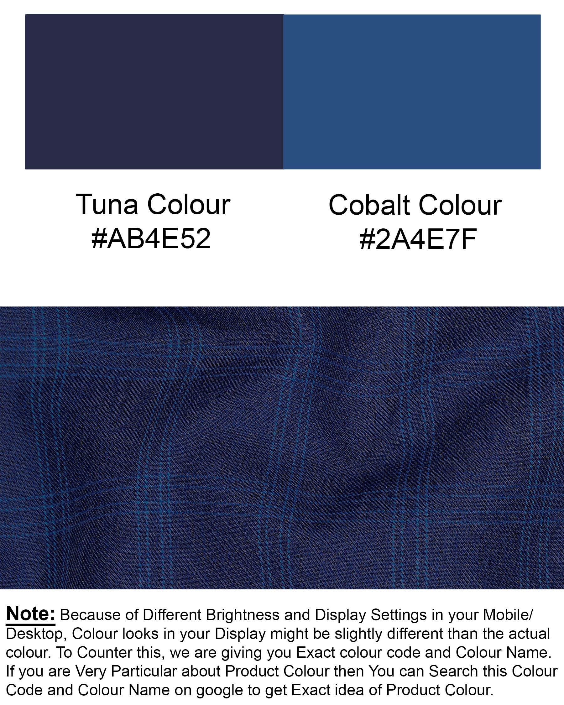 Tuna Blue Plaid Pant T1878-28, T1878-30, T1878-32, T1878-34, T1878-36, T1878-38, T1878-40, T1878-42, T1878-44