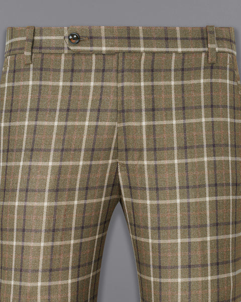 Get Brown Checkered Slim Fit Straight Trousers at  874  LBB Shop