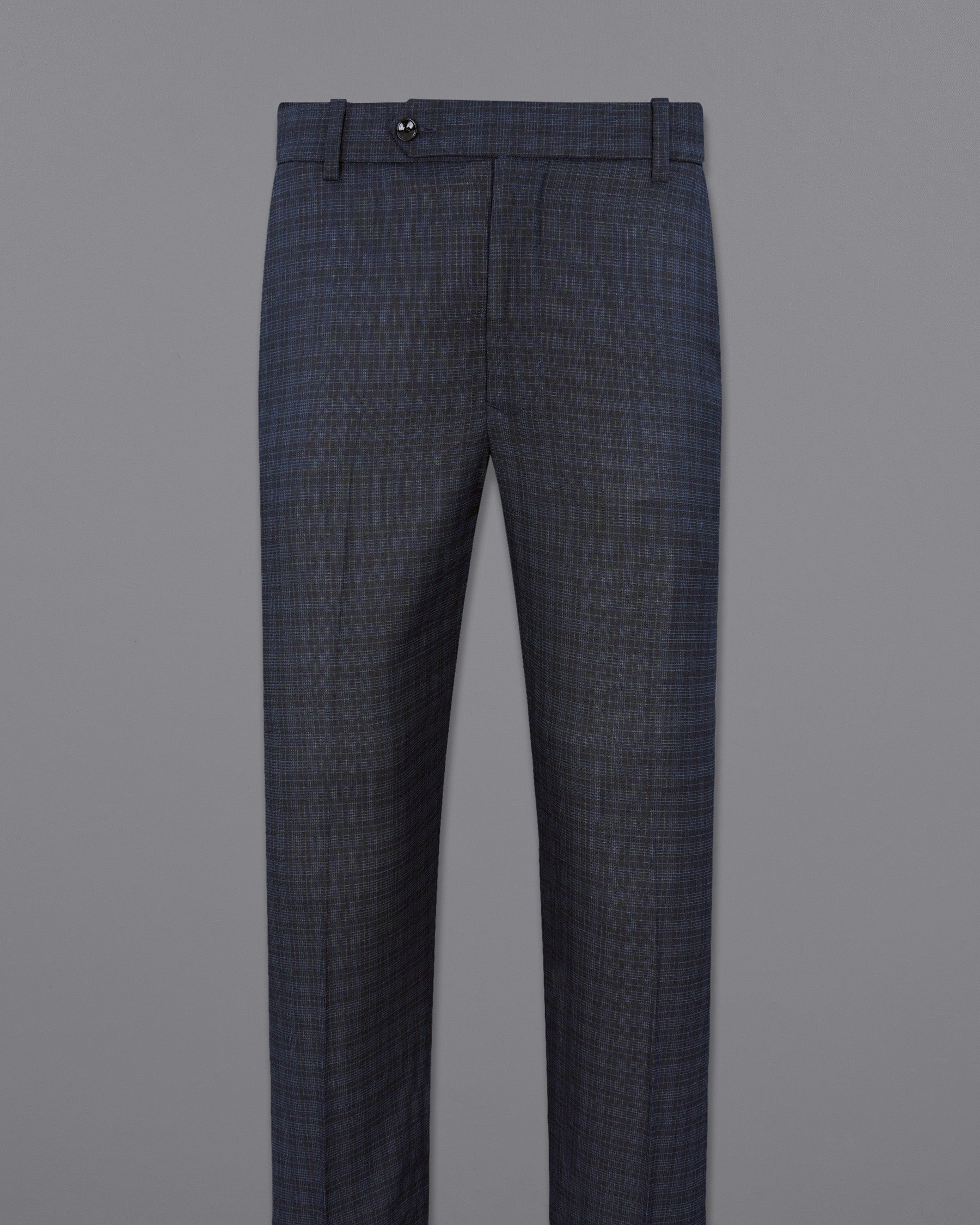 Ebony Clay Gray and Metallic Blue Plaid Pant T1939-28, T1939-30, T1939-32, T1939-34, T1939-36, T1939-38, T1939-40, T1939-42, T1939-44