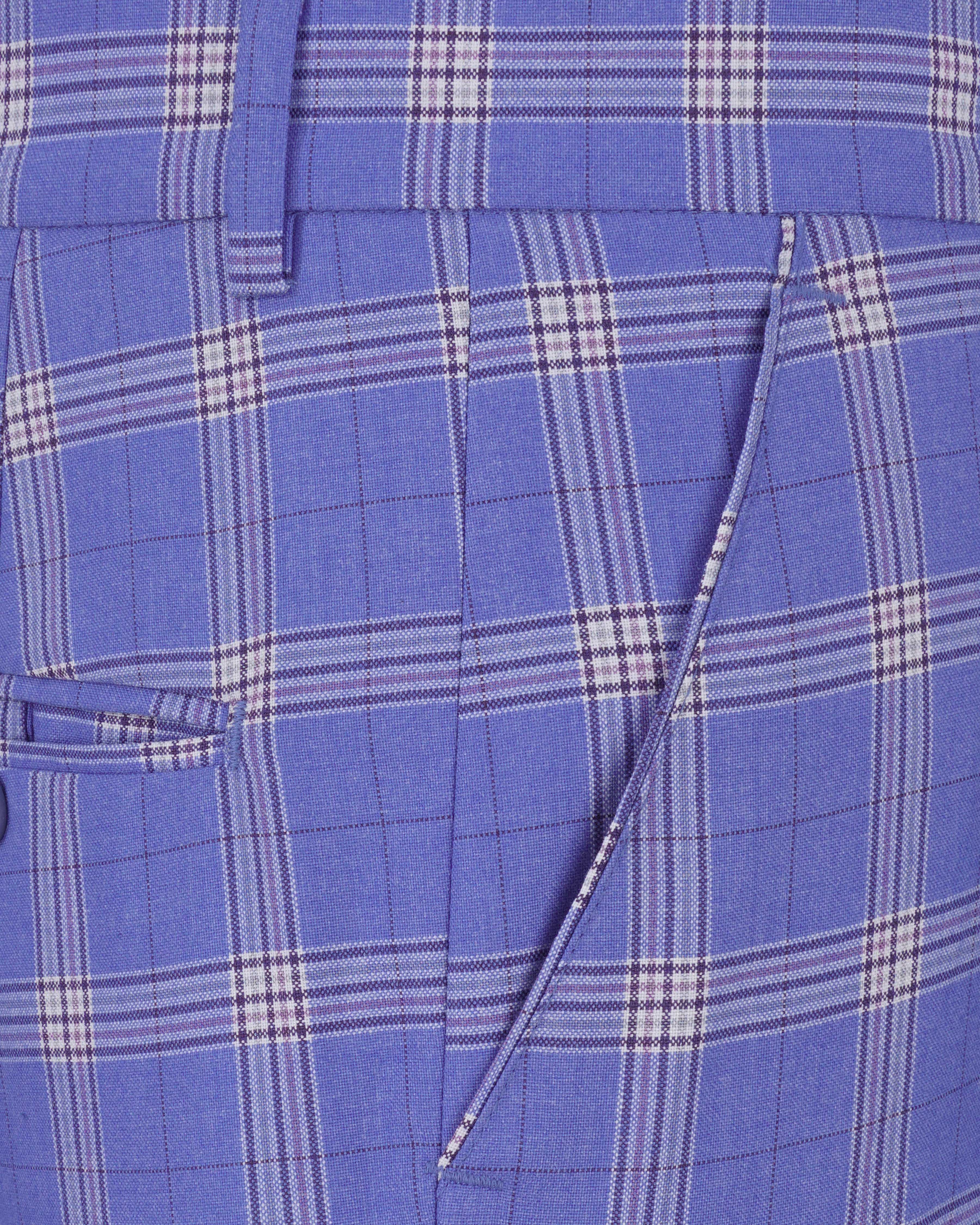 Glaucous Blue with Gainsboro Gray Plaid Pant T2057-28, T2057-30, T2057-32, T2057-34, T2057-36, T2057-38, T2057-40, T2057-42, T2057-44