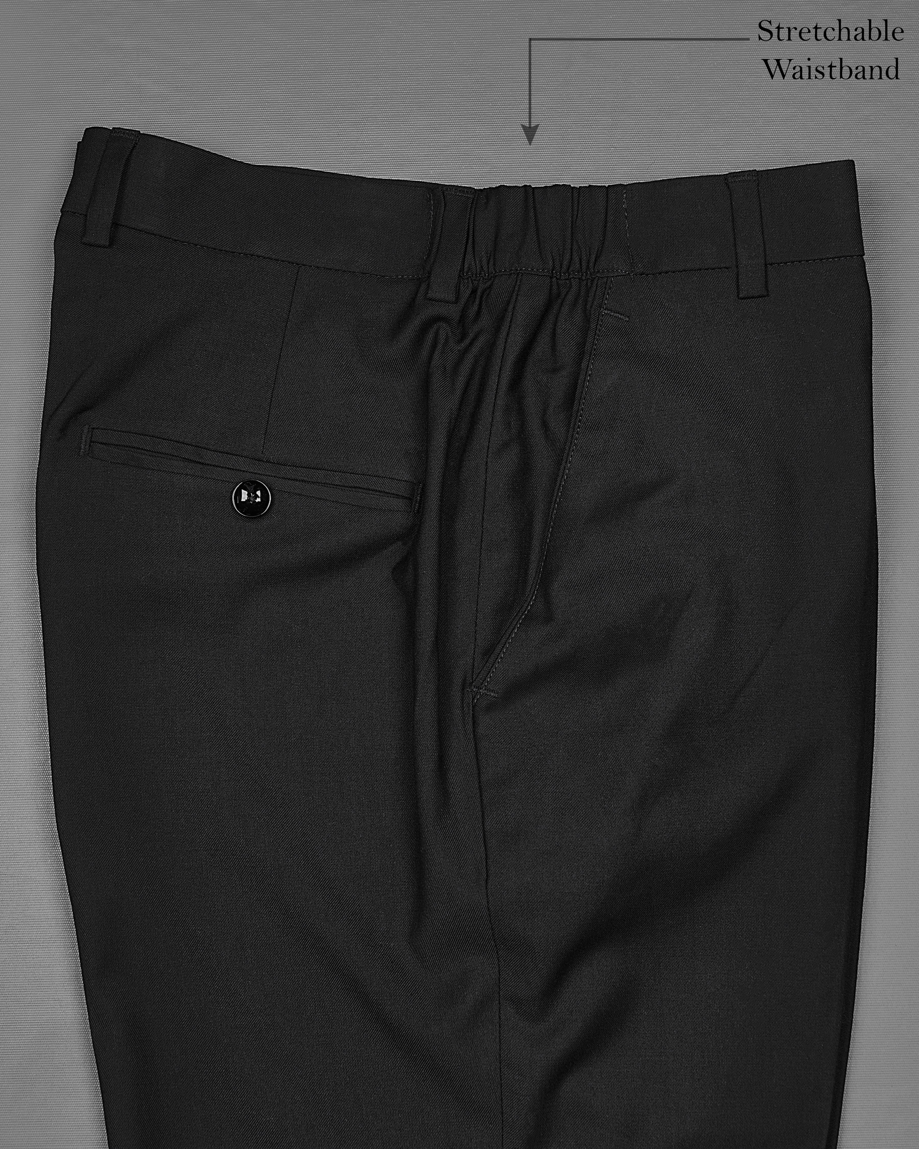 Jade Black Subtle Sheen Stretchable Waistband traveler Pants