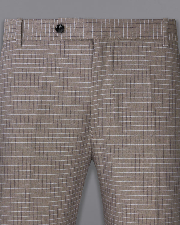 Sand Dune Brown Checkered Premium Cotton Pant