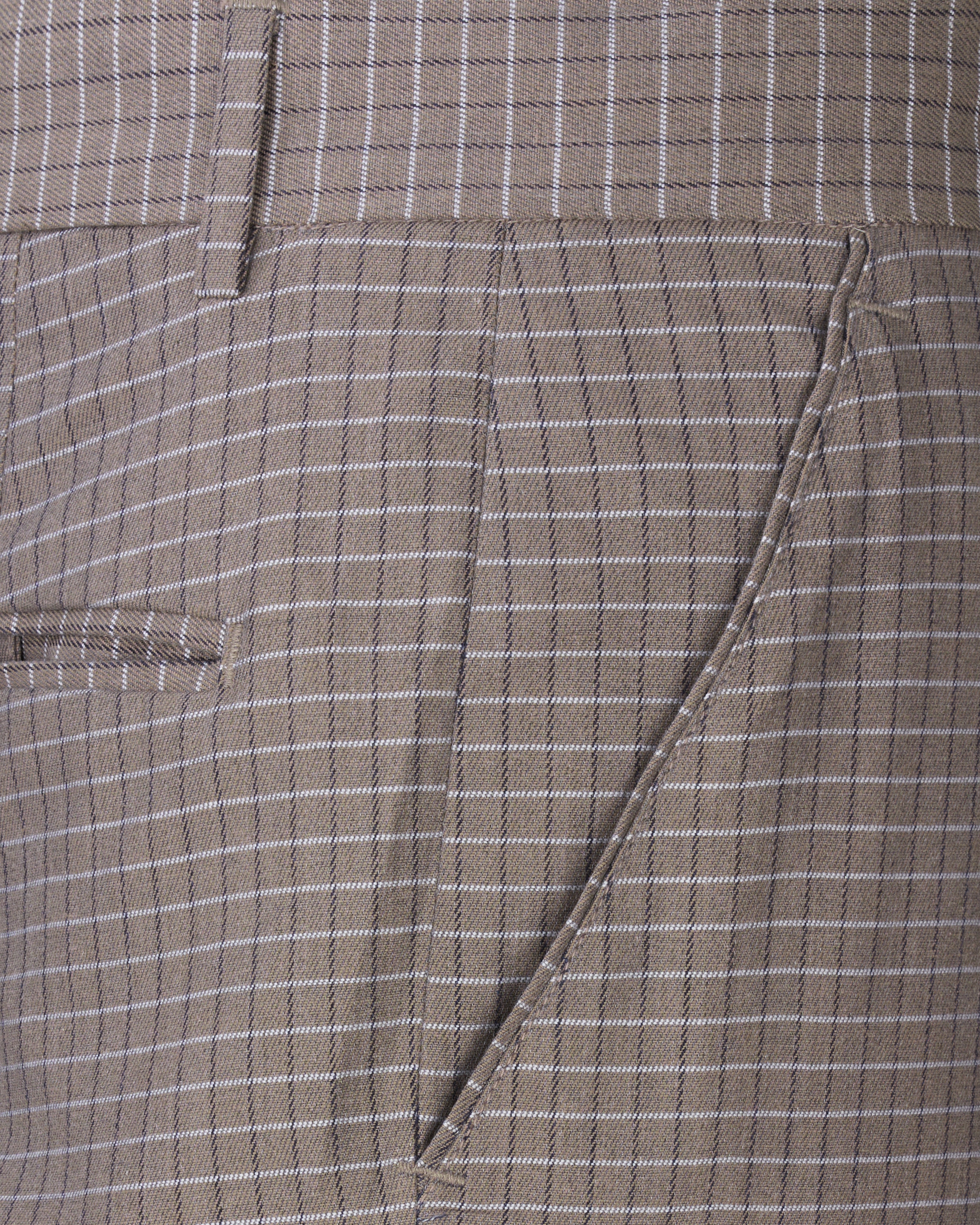 Sand Dune Brown Checkered Premium Cotton Pant