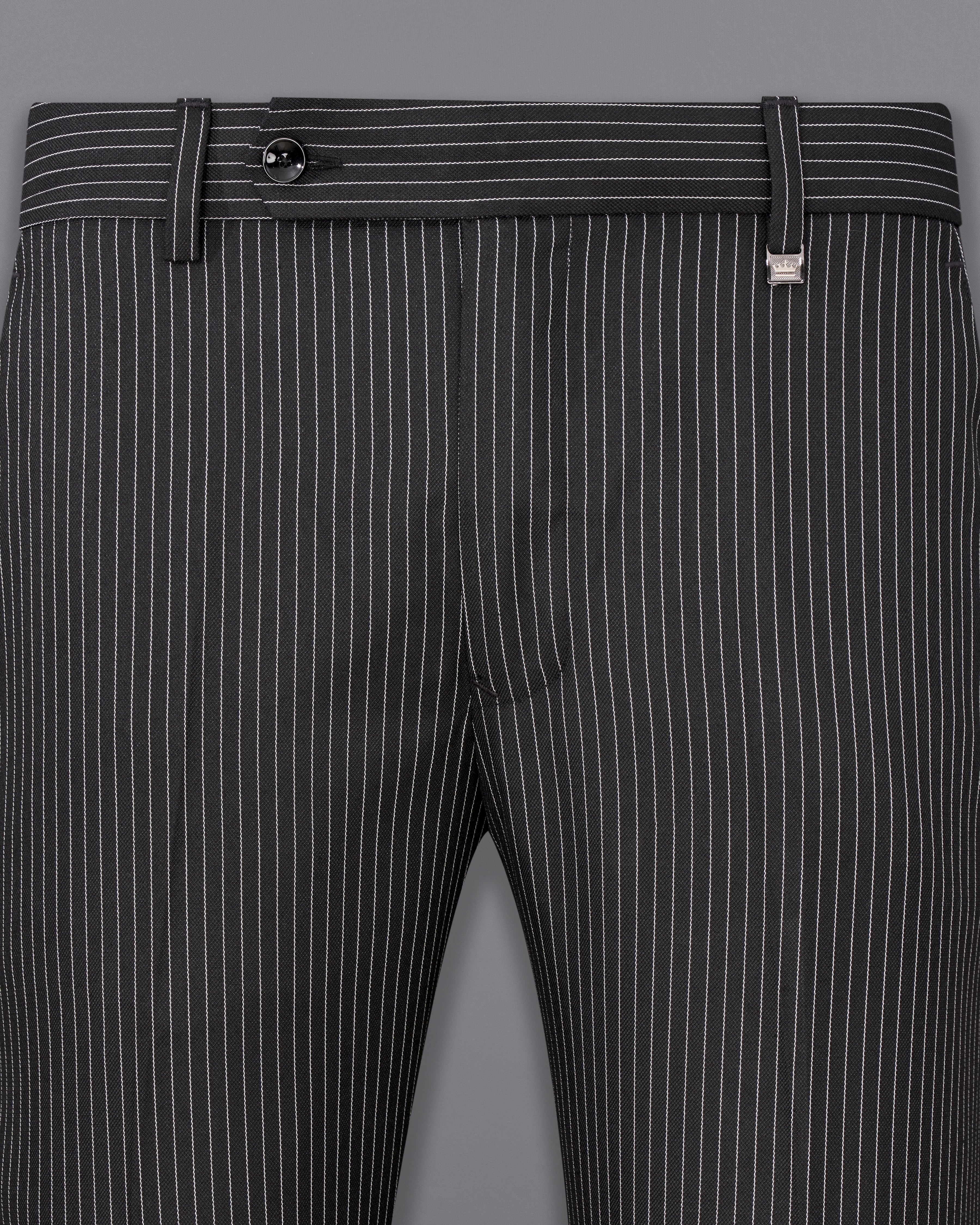 Zeus Black with White Striped Pant T2377-28, T2377-30, T2377-32, T2377-34, T2377-36, T2377-38, T2377-40, T2377-42, T2377-44