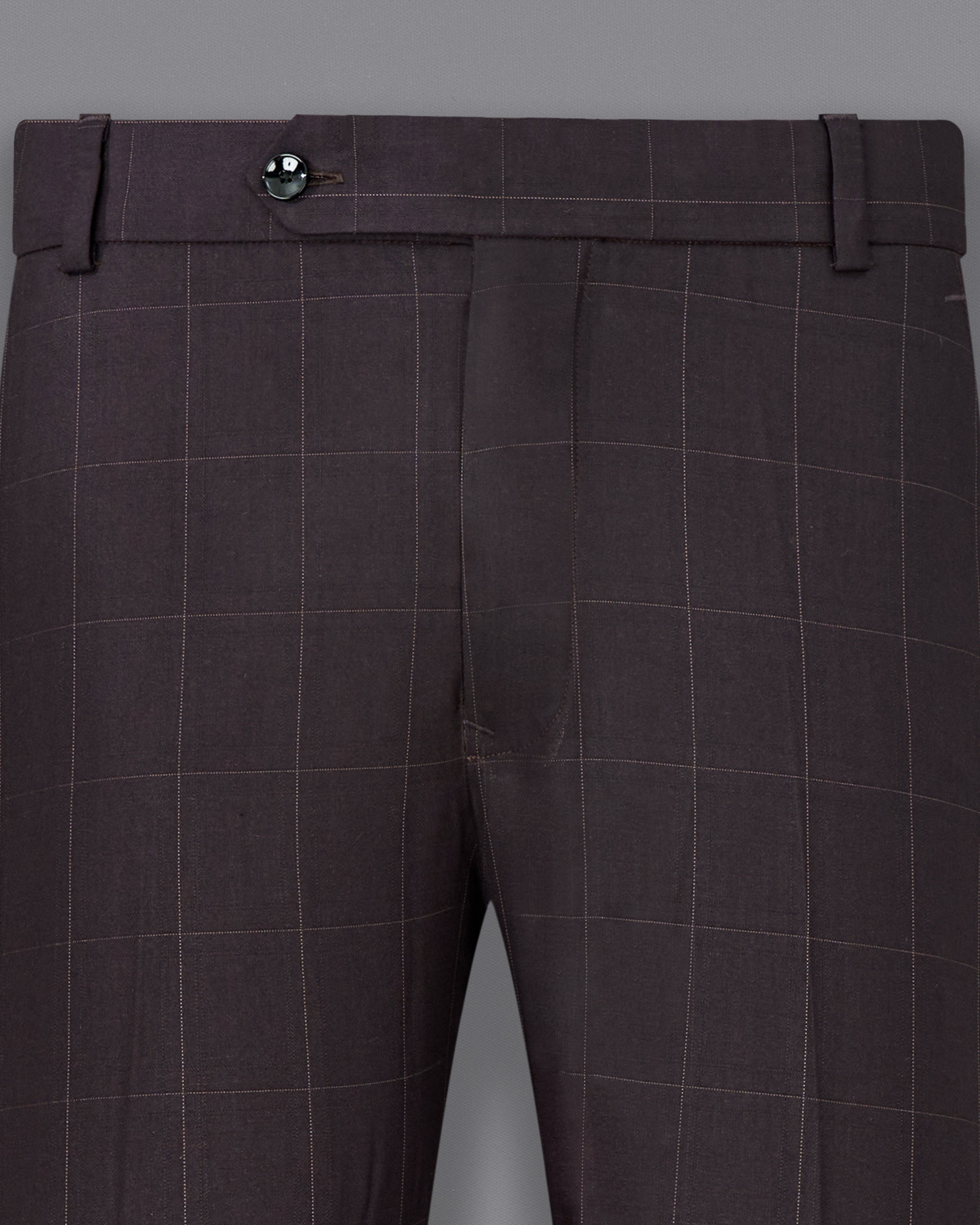 Piano Brown Checks-Plaid Premium Terry-Rayon Pant For Men