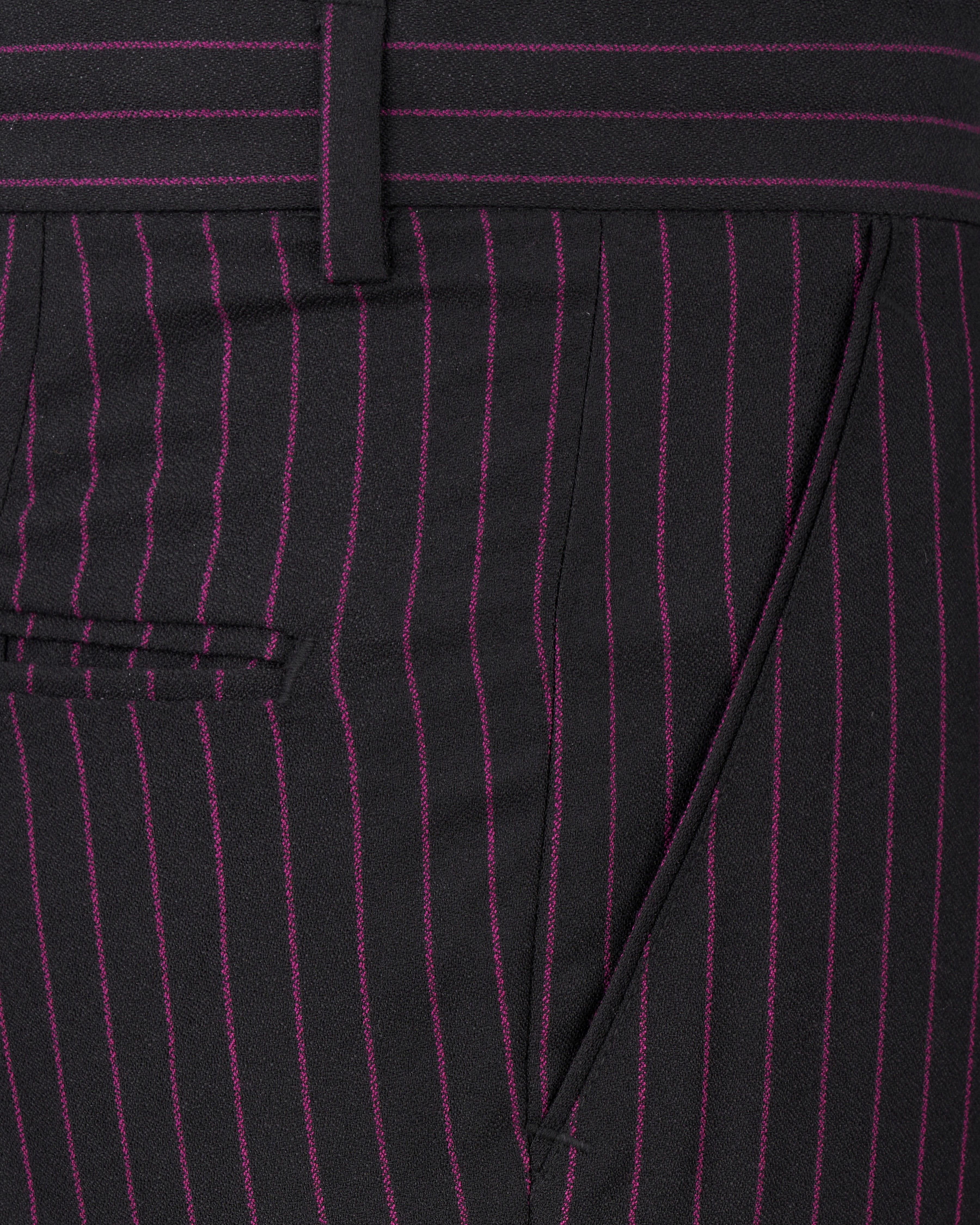 Zeus Black with Dark Mauve Pink Striped Pants T2479-28, T2479-30, T2479-32, T2479-34, T2479-36, T2479-38, T2479-40, T2479-42, T2479-44