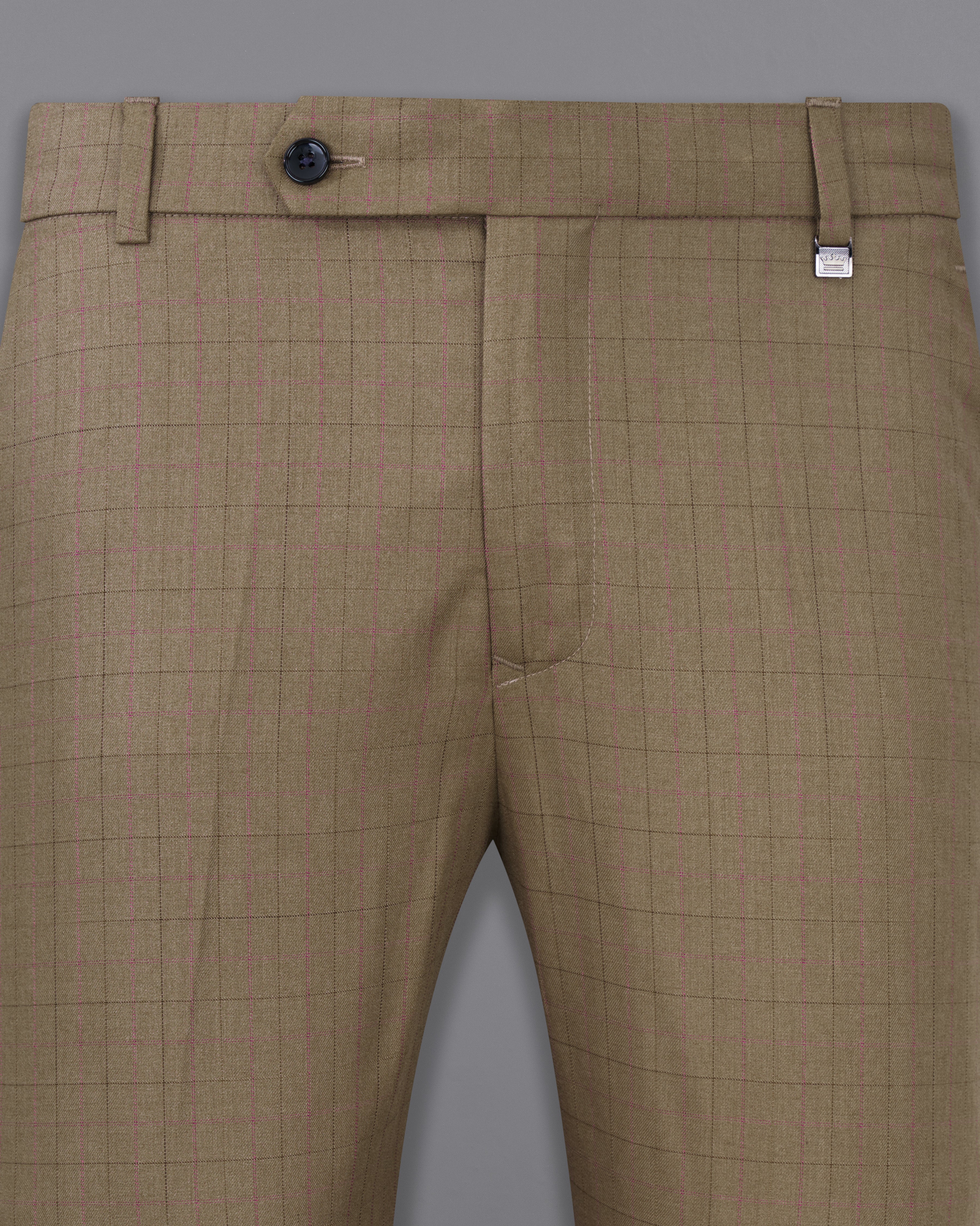 Dark Taupe Brown Plaid Pants T2482-28, T2482-30, T2482-32, T2482-34, T2482-36, T2482-38, T2482-40, T2482-42, T2482-44