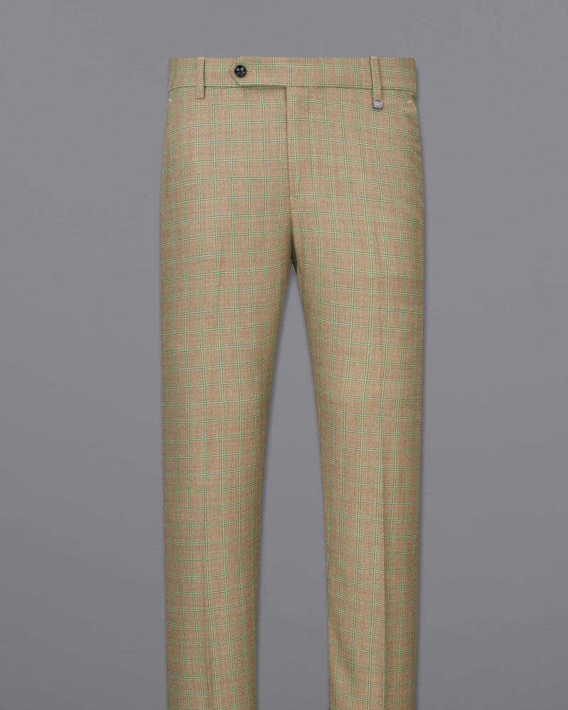 SANDRIFT BROWN WITH SPROUT GREEN PLAID PANTS