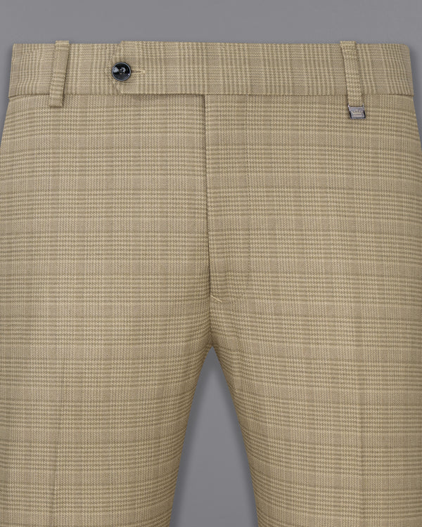 Pale Taupe Brown Plaid Wool Rich Pants T2511-28, T2511-30, T2511-32, T2511-34, T2511-36, T2511-38, T2511-40, T2511-42, T2511-44