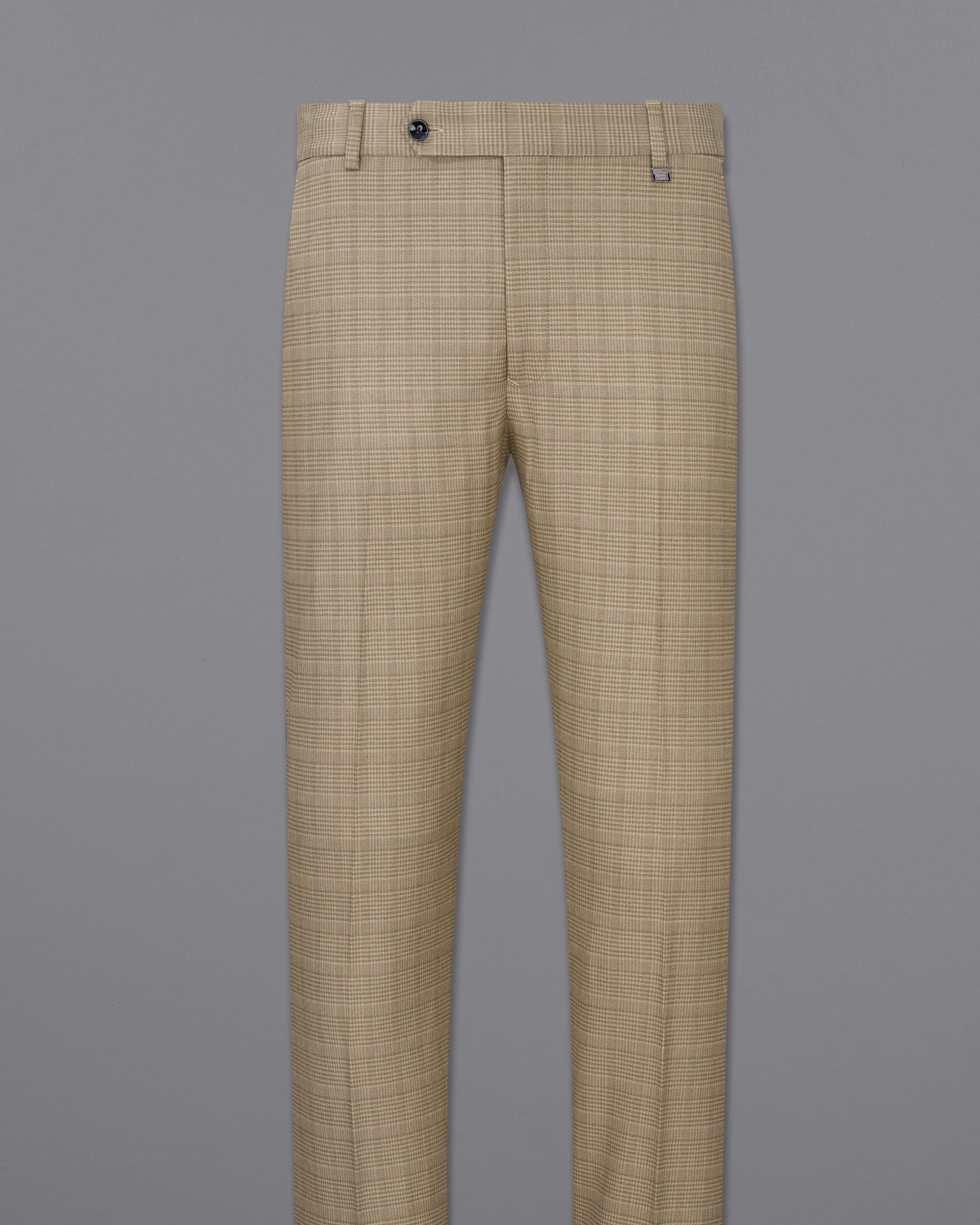 Pale Taupe Brown Plaid Wool Rich Pants T2511-28, T2511-30, T2511-32, T2511-34, T2511-36, T2511-38, T2511-40, T2511-42, T2511-44