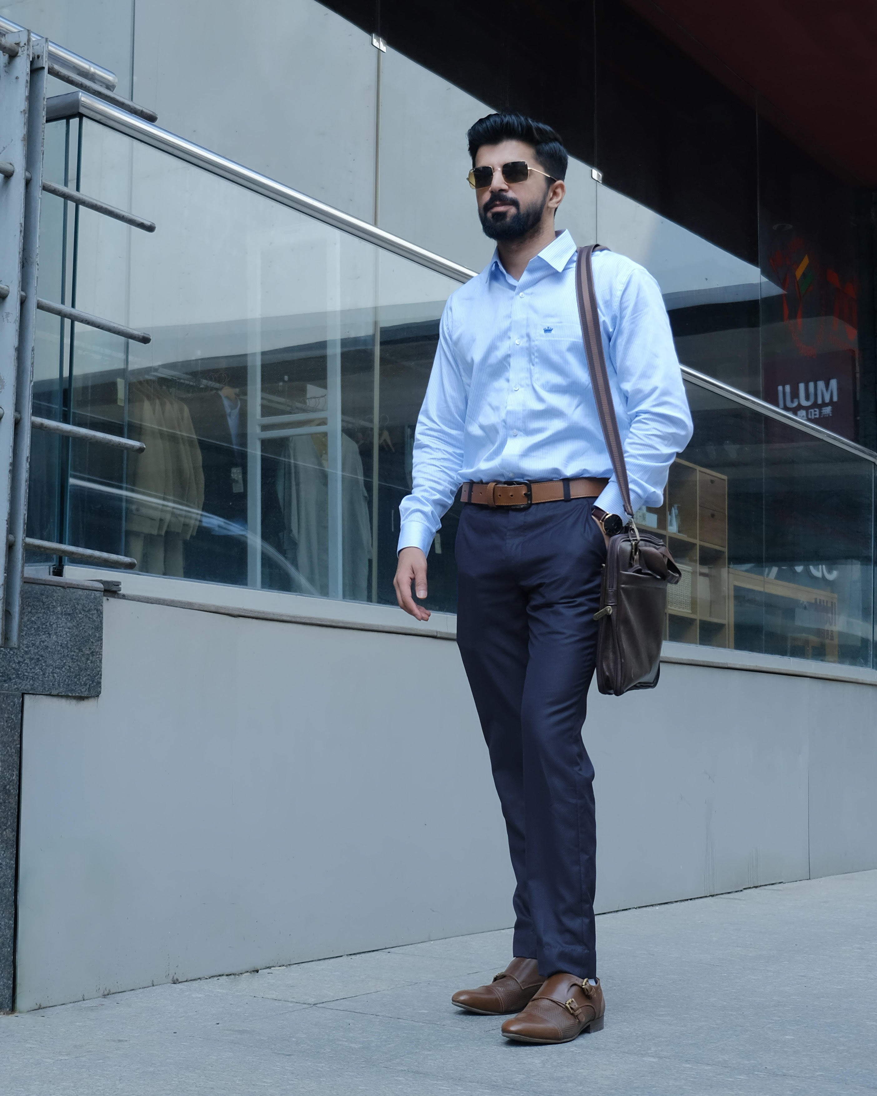 Royal Blue Diamond Textured Trouser