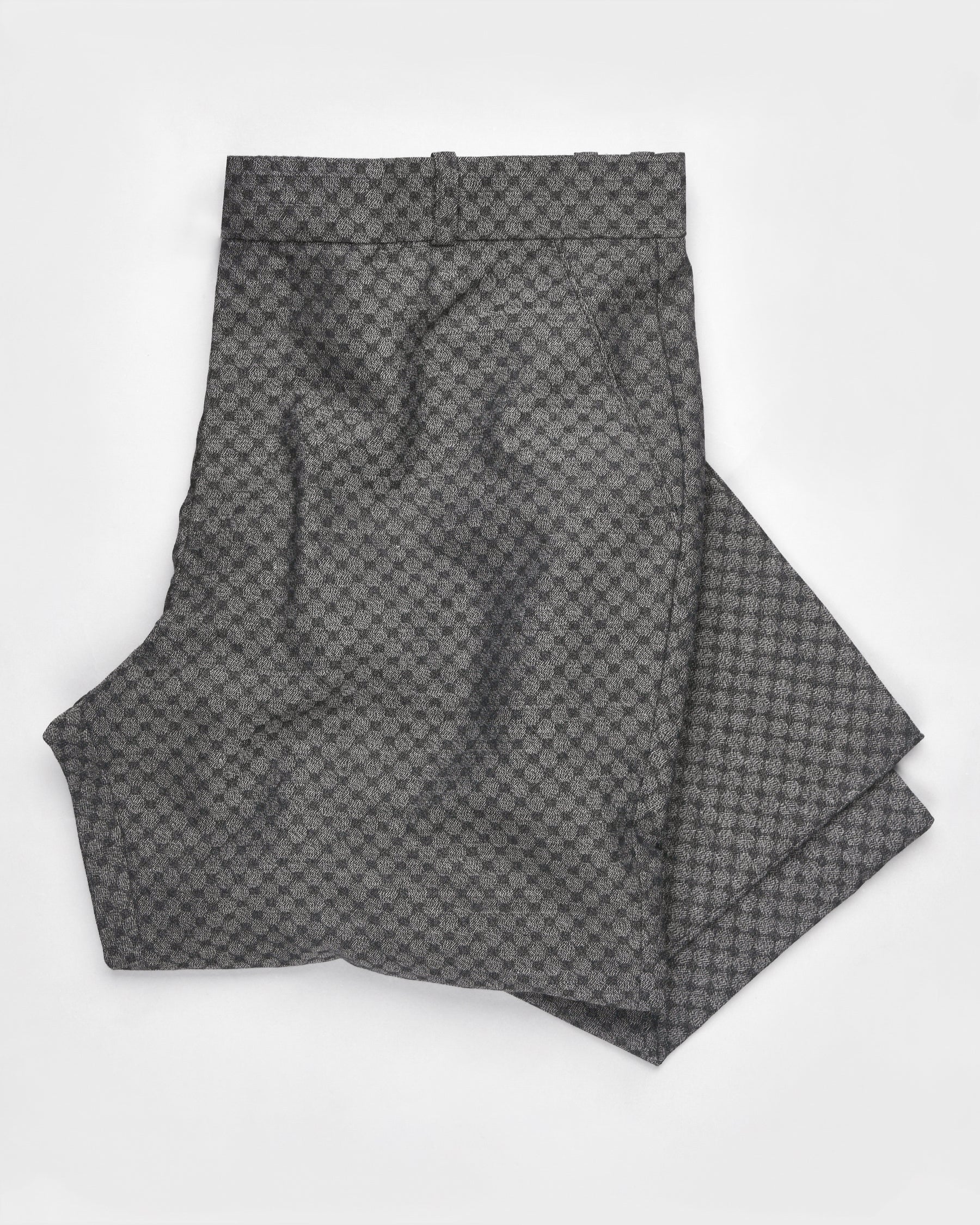 Pebble Grey Box Textured Wool blend Pant