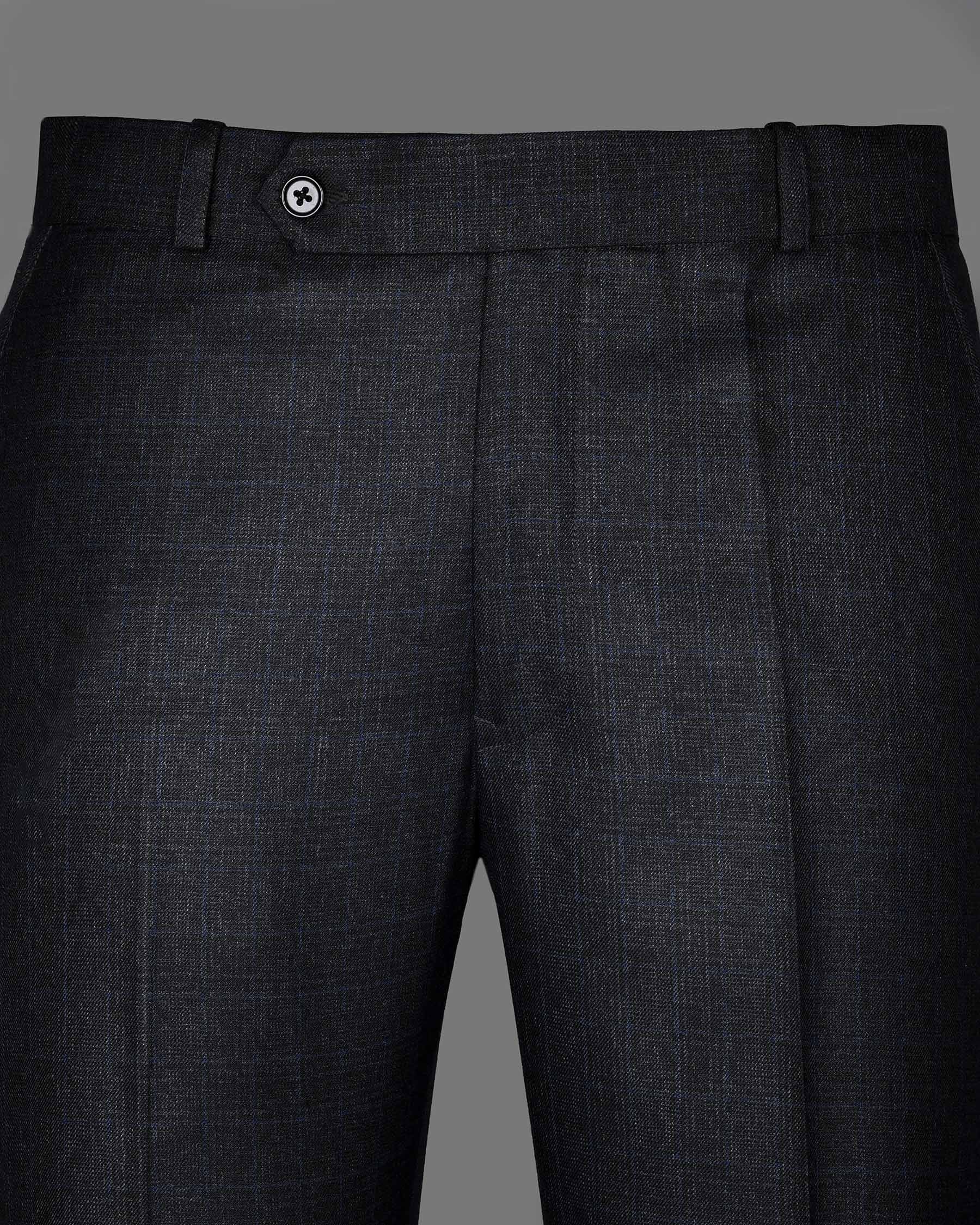 Charcoal Subtle Plaid Wool Blend Pant T530-28, T530-40, T530-42, T530-44, T530-30, T530-32, T530-34, T530-36, T530-38