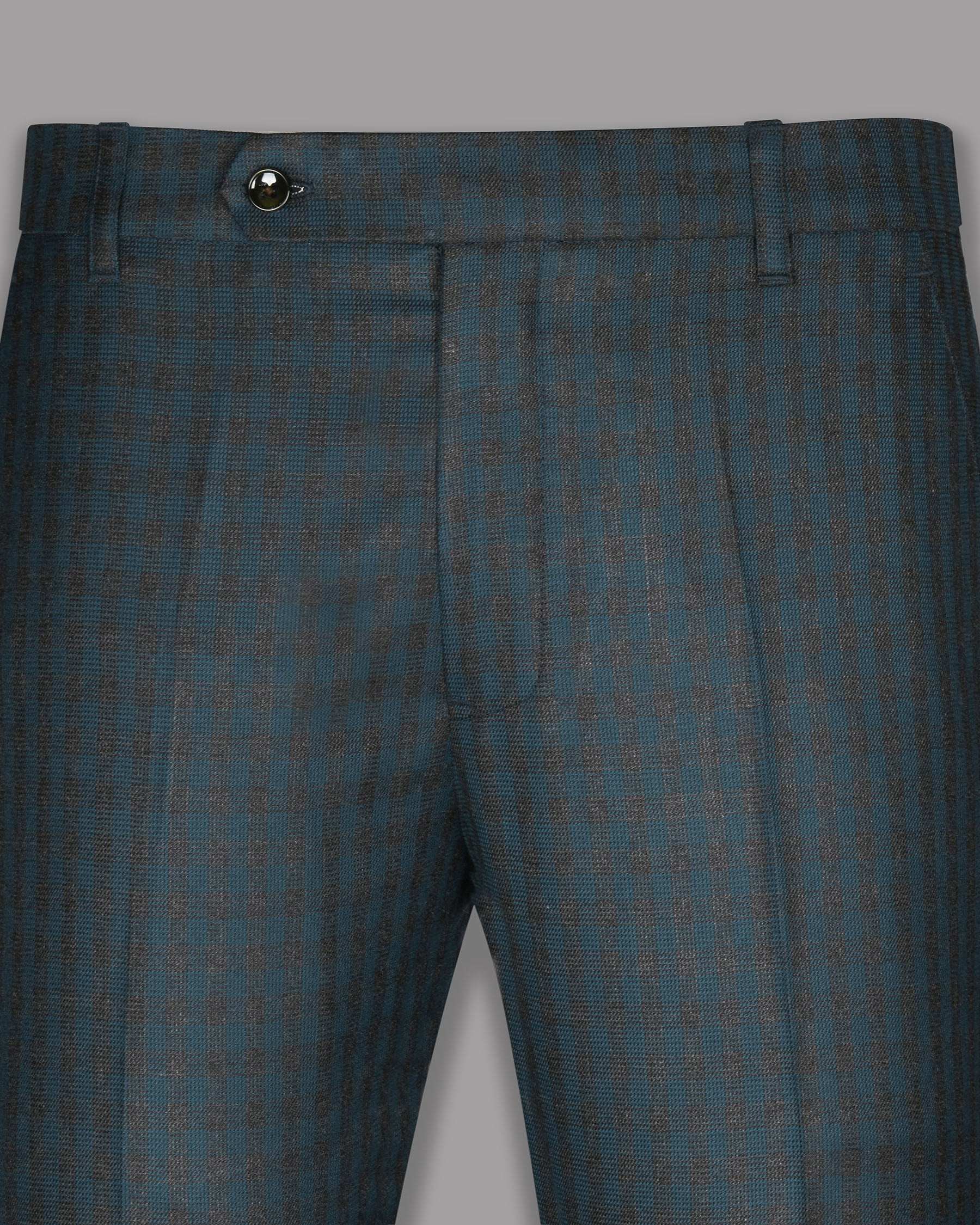 Charcoal with Sapphire Blue Checked Wool Blend Pant T628-40, T628-42, T628-28, T628-30, T628-32, T628-44, T628-34, T628-36, T628-38