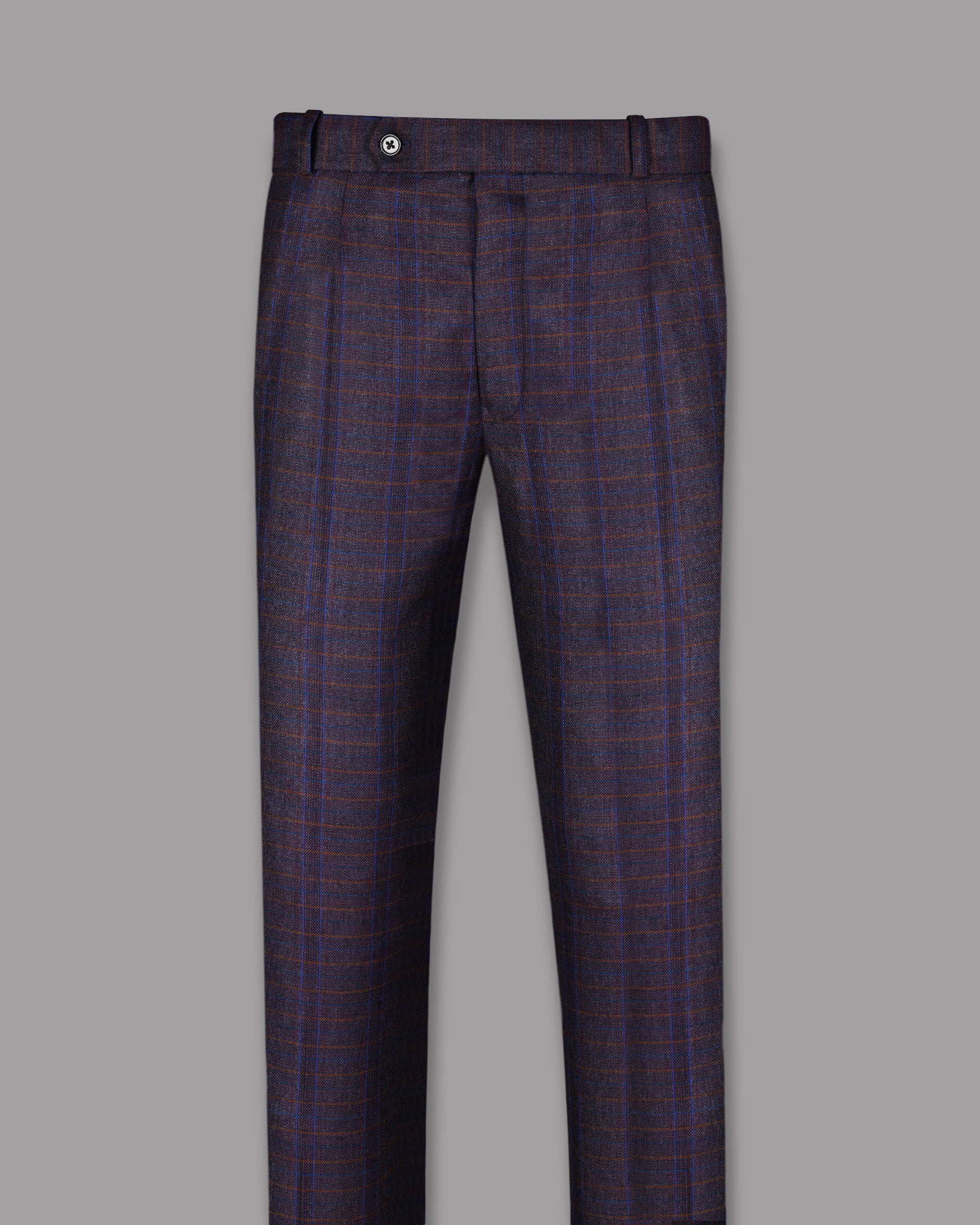 Rosewood Plaid Wool Blend Tweed Pant