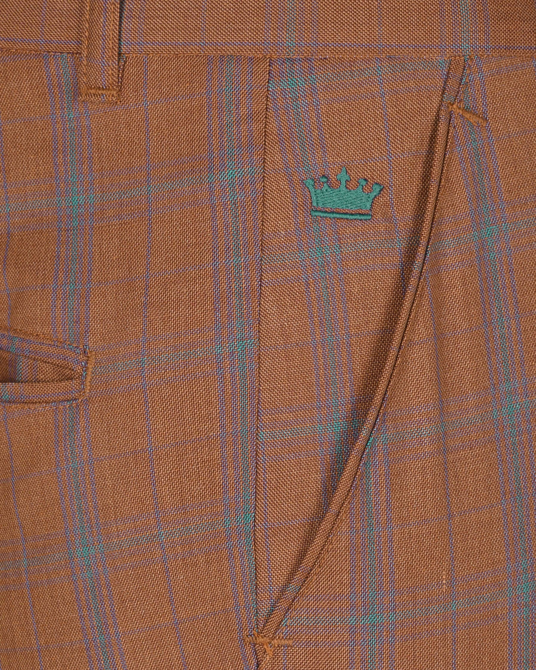 Rust Orange Windowpane Wool Pant