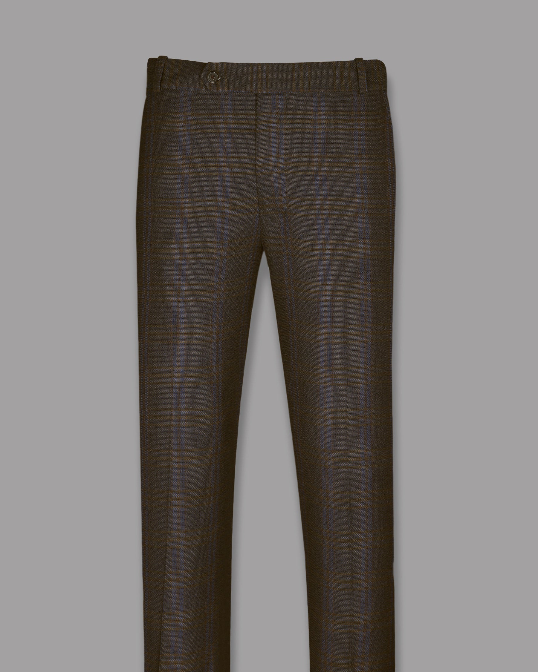 Chocolate Brown subtle windowpane Dobby Wool Pant