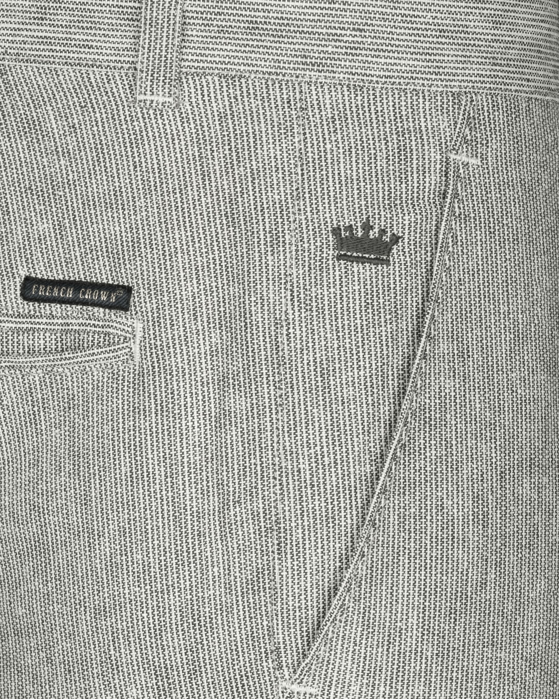 Light Grey Micro Checked Luxurious Linen Pant