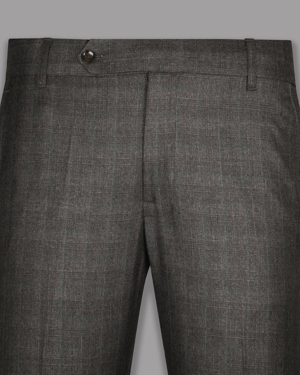 Grizzle Grey Subtle Windowpane Wool Rich Pant T698-32, T698-28, T698-44, T698-42, T698-30, T698-36, T698-38, T698-40, T698-34