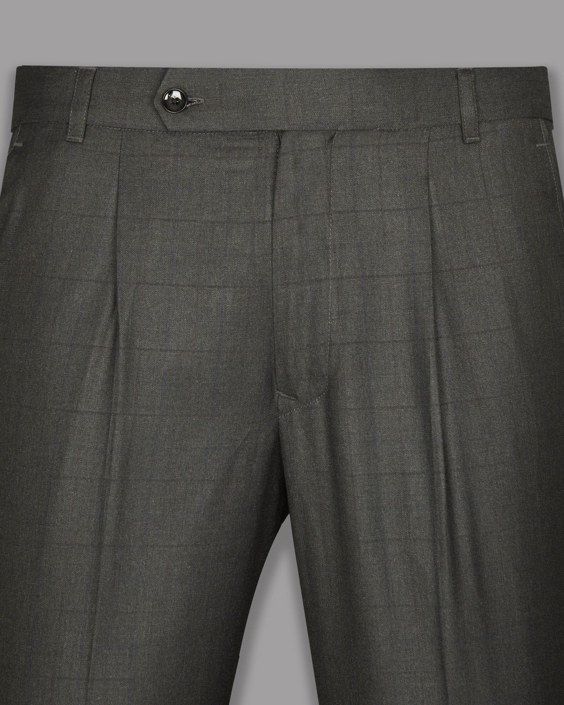 Lead Grey tonal windowpane Wool blend Pant T723-28, T723-40, T723-32, T723-42, T723-30, T723-38, T723-34, T723-36, T723-44