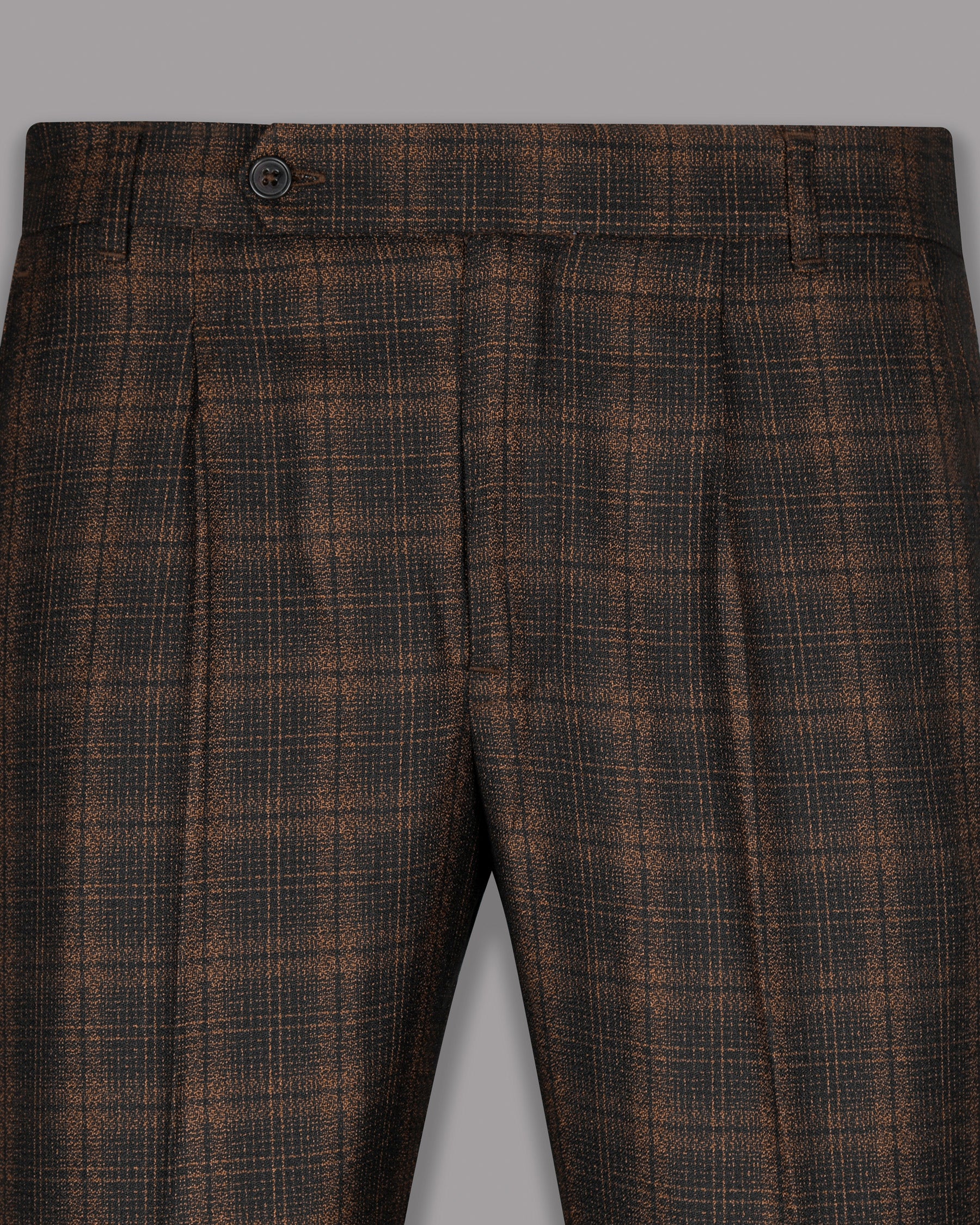 Brown Plaid Wool Blend Pant T772-P-44, T772-P-30, T772-P-36, T772-P-38, T772-P-40, T772-P-34, T772-P-28, T772-P-32, T772-P-42