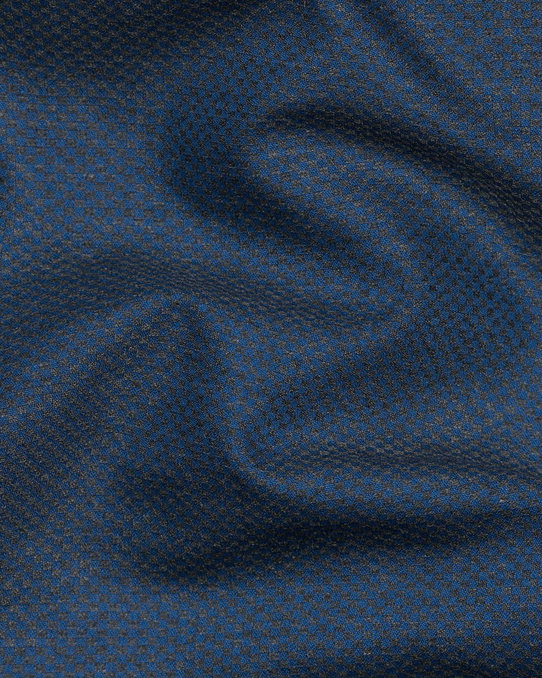 Royal blue with Subtle Charcoal Micro checked Wool Rich Pant