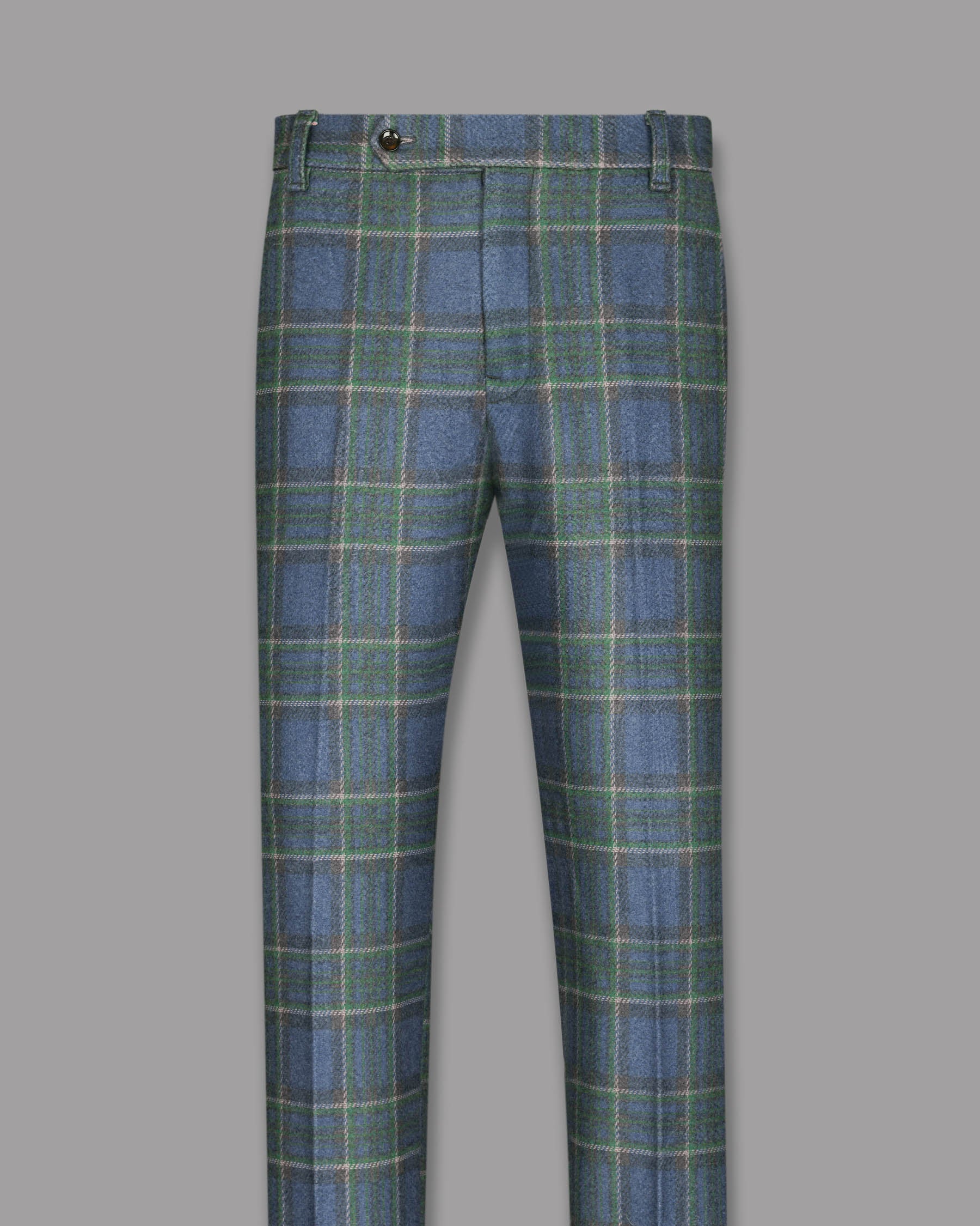 Airforce Blue Windowpane Flannel Wool Pant