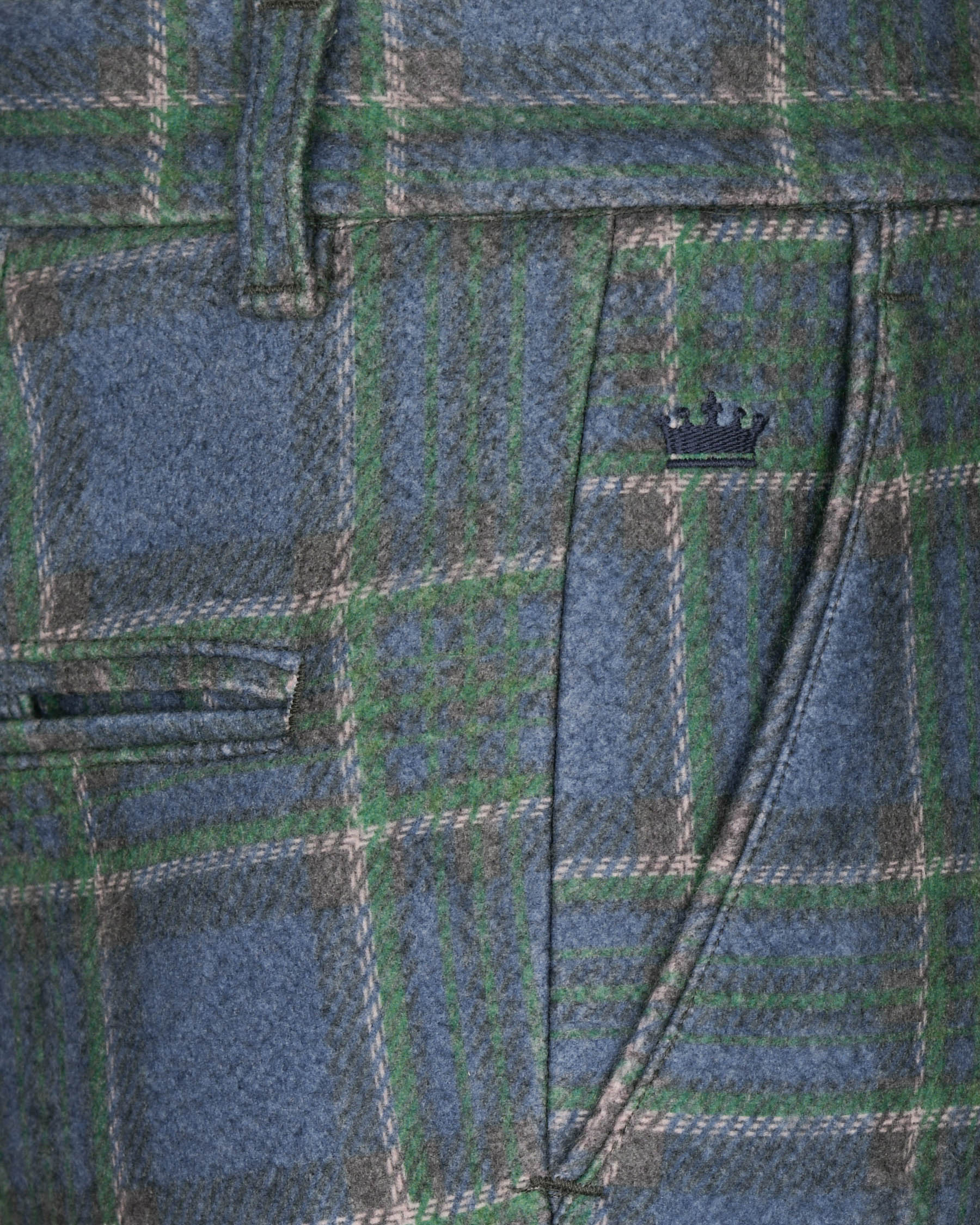 Airforce Blue Windowpane Flannel Wool Pant