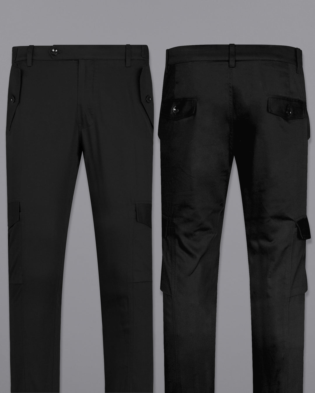 Coal Black Palin Solid Regular Fit Cotton Chino Pants For Men