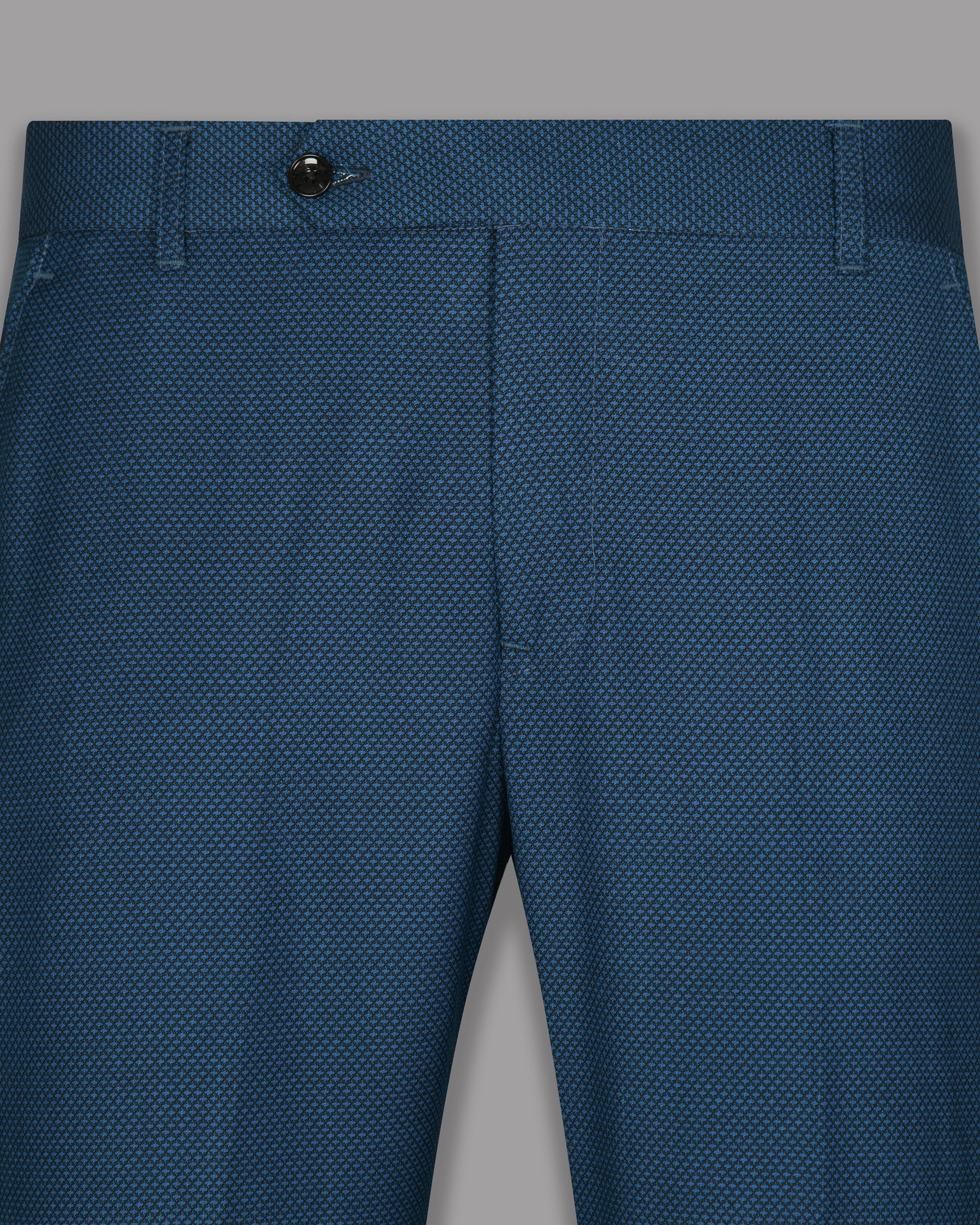 Yale Blue Subtle Diamond Textured Wool-Silk blend Pant T915-44, T915-34, T915-36, T915-42, T915-30, T915-32, T915-28, T915-38, T915-40