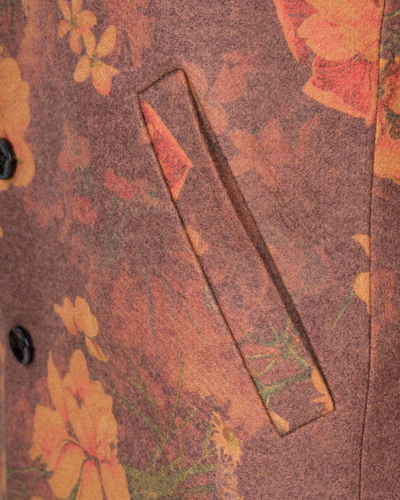 Tosca Rust Floral Printed Trench Coat TCB1826-SB-36, TCB1826-SB-38, TCB1826-SB-40, TCB1826-SB-42, TCB1826-SB-44, TCB1826-SB-46, TCB1826-SB-48, TCB1826-SB-50, TCB1826-SB-52, TCB1826-SB-54, TCB1826-SB-56, TCB1826-SB-58, TCB1826-SB-60