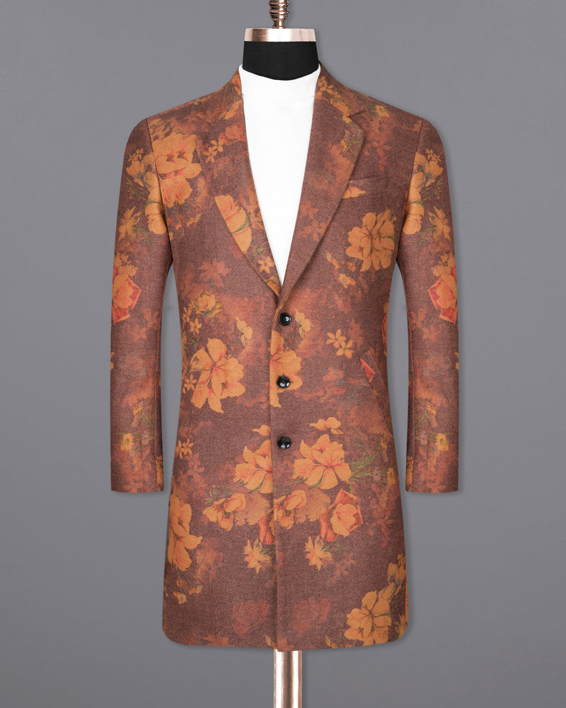 Tosca Rust Floral Printed Trench Coat TCB1826-SB-36, TCB1826-SB-38, TCB1826-SB-40, TCB1826-SB-42, TCB1826-SB-44, TCB1826-SB-46, TCB1826-SB-48, TCB1826-SB-50, TCB1826-SB-52, TCB1826-SB-54, TCB1826-SB-56, TCB1826-SB-58, TCB1826-SB-60