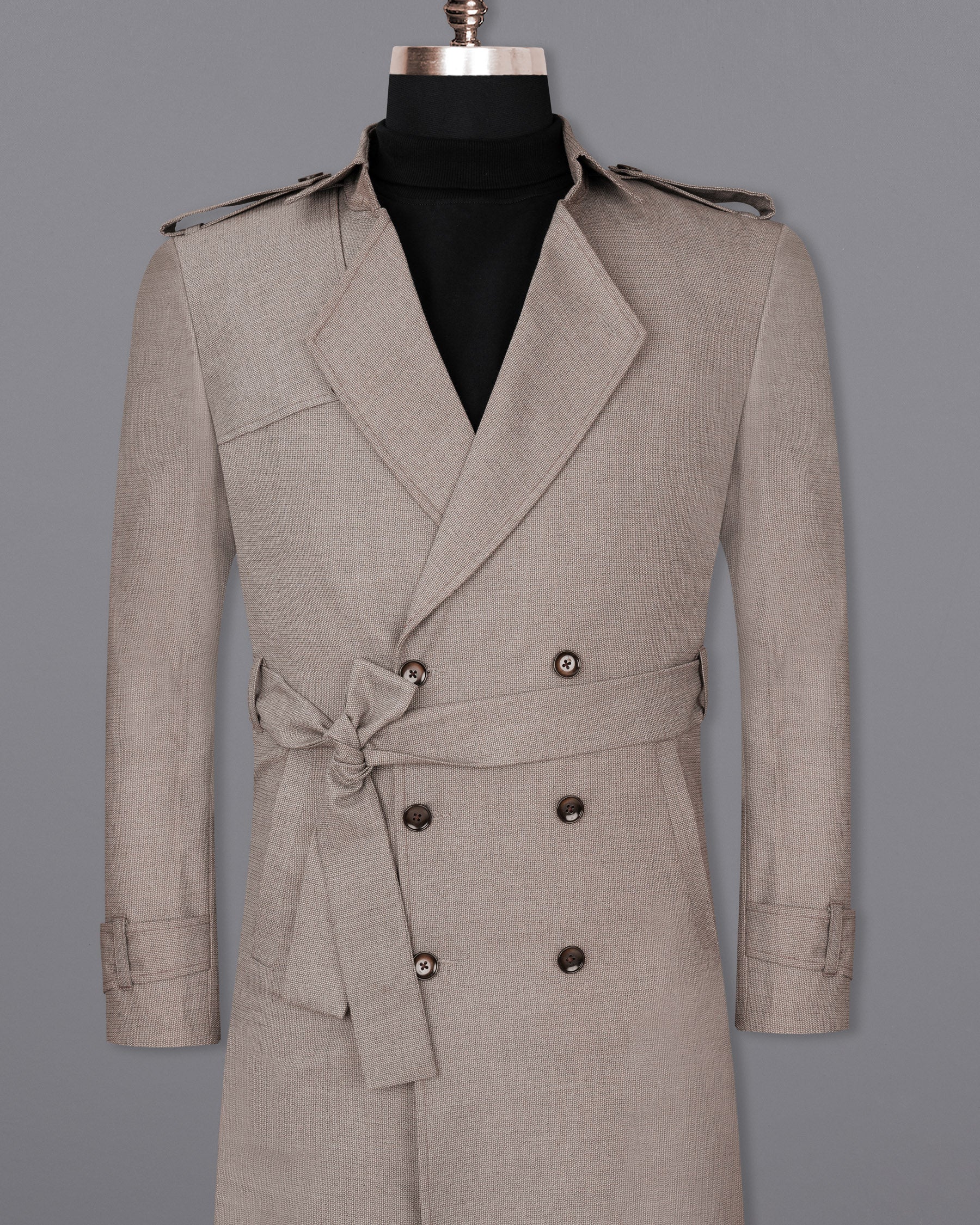 Sand Dune Textured Double Breasted Premium Trenchcoat With