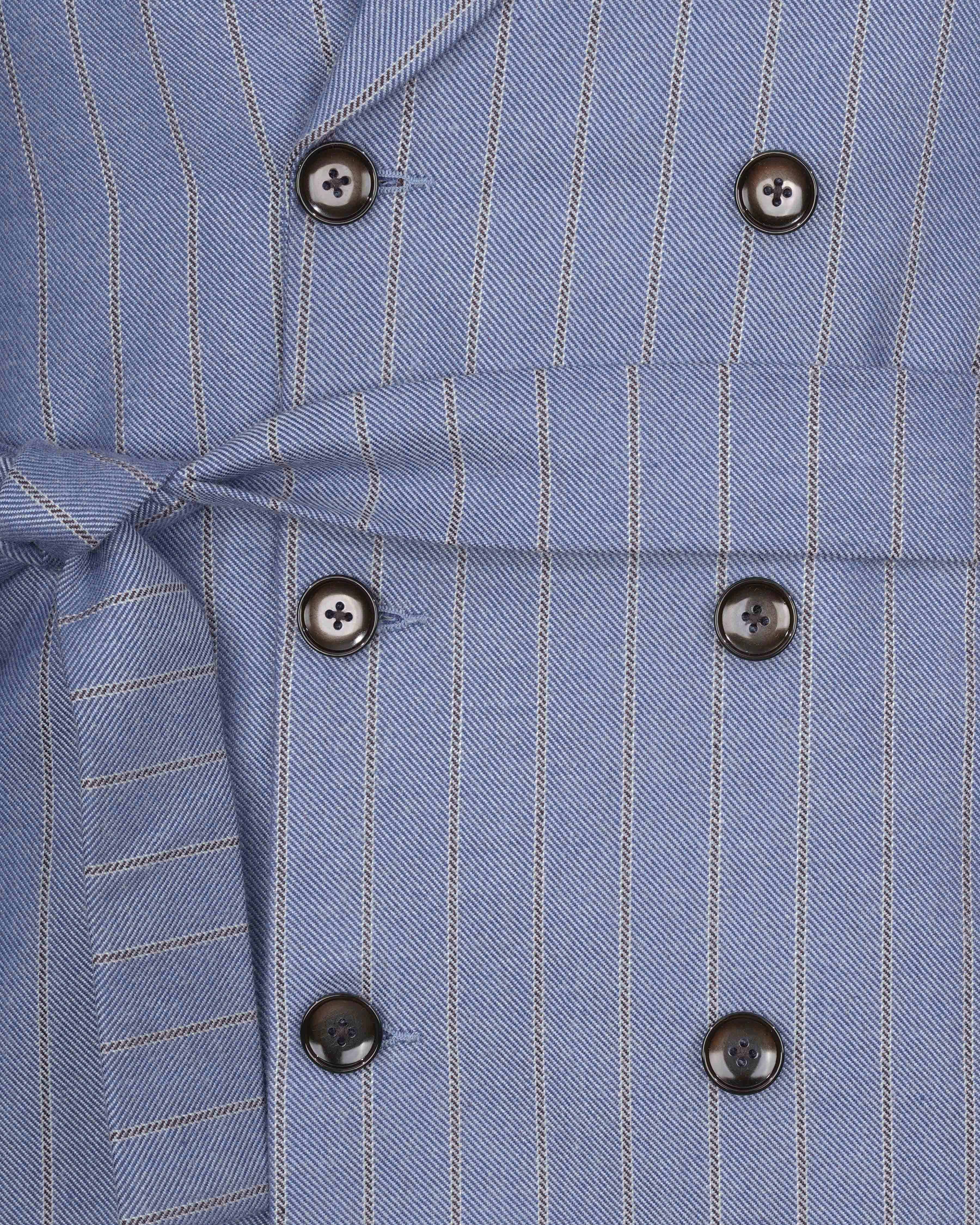 Waterloo Blue Striped Double Breasted Designer Trench Coat TCB2086-DB-36, TCB2086-DB-38, TCB2086-DB-40, TCB2086-DB-42, TCB2086-DB-44, TCB2086-DB-46, TCB2086-DB-48, TCB2086-DB-50, TCB2086-DB-52, TCB2086-DB-54, TCB2086-DB-56, TCB2086-DB-58, TCB2086-DB-60