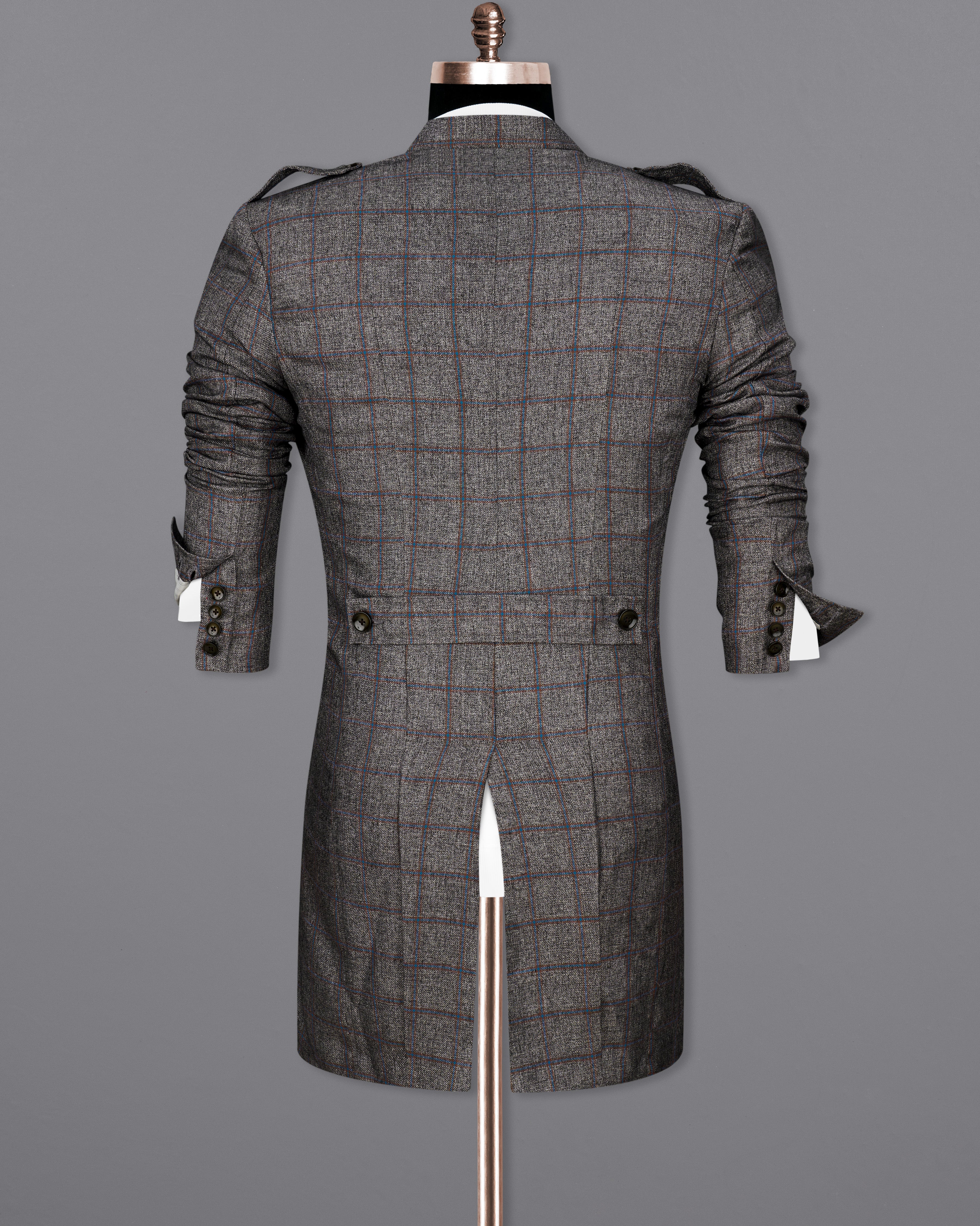 Fuscous Gray Windowpane Double Breasted Designer Trench Coat TCB2320-D202-36, TCB2320-D202-38, TCB2320-D202-40, TCB2320-D202-42, TCB2320-D202-44, TCB2320-D202-46, TCB2320-D202-48, TCB2320-D202-50, TCB2320-D202-52, TCB2320-D202-54, TCB2320-D202-56, TCB2320-D202-58, TCB2320-D202-60