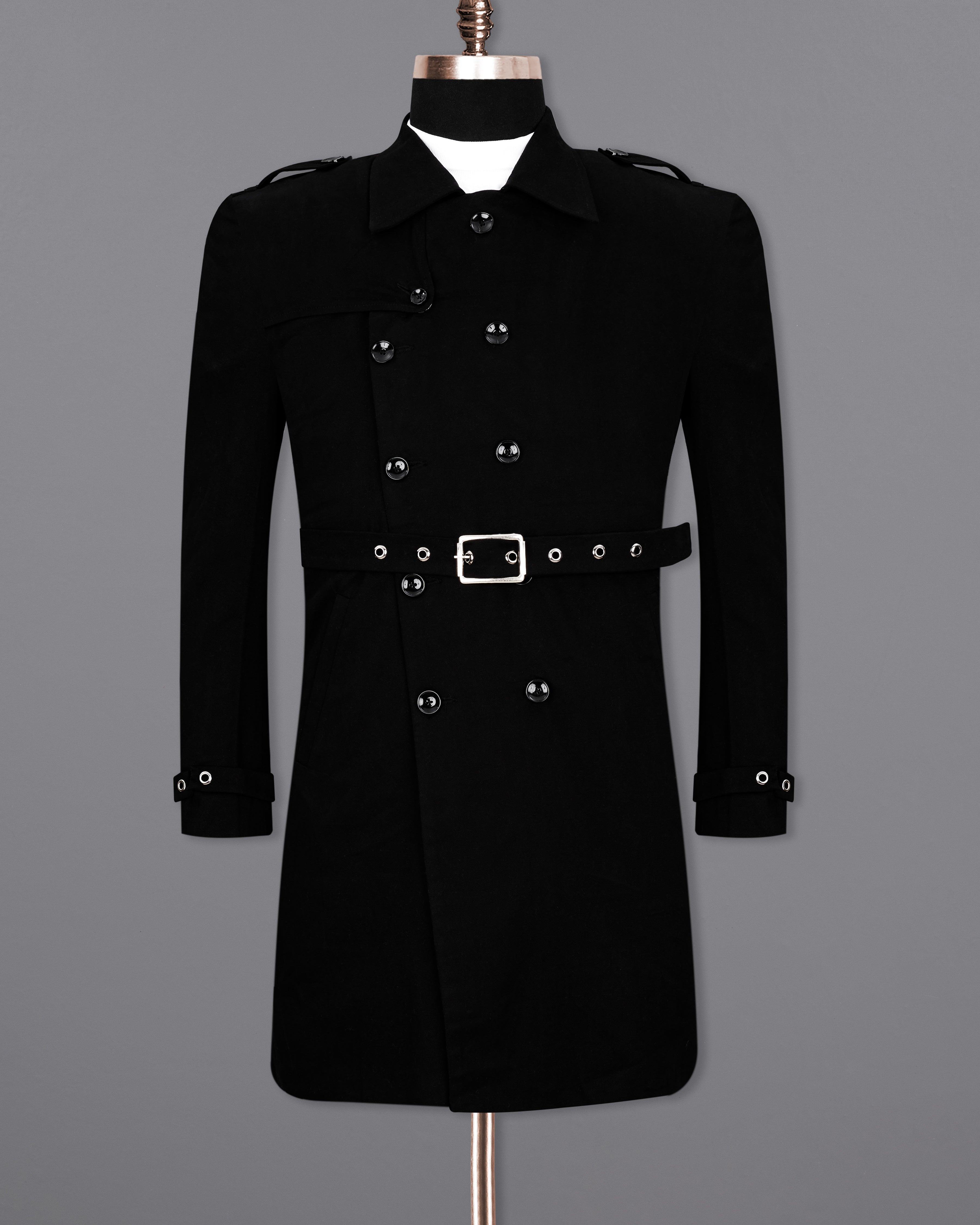 Jade Black Premium Cotton Designer Trench Coat TCB2322-D203-36, TCB2322-D203-38, TCB2322-D203-40, TCB2322-D203-42, TCB2322-D203-44, TCB2322-D203-46, TCB2322-D203-48, TCB2322-D203-50, TCB2322-D203-52, TCB2322-D203-54, TCB2322-D203-56, TCB2322-D203-58, TCB2322-D203-60