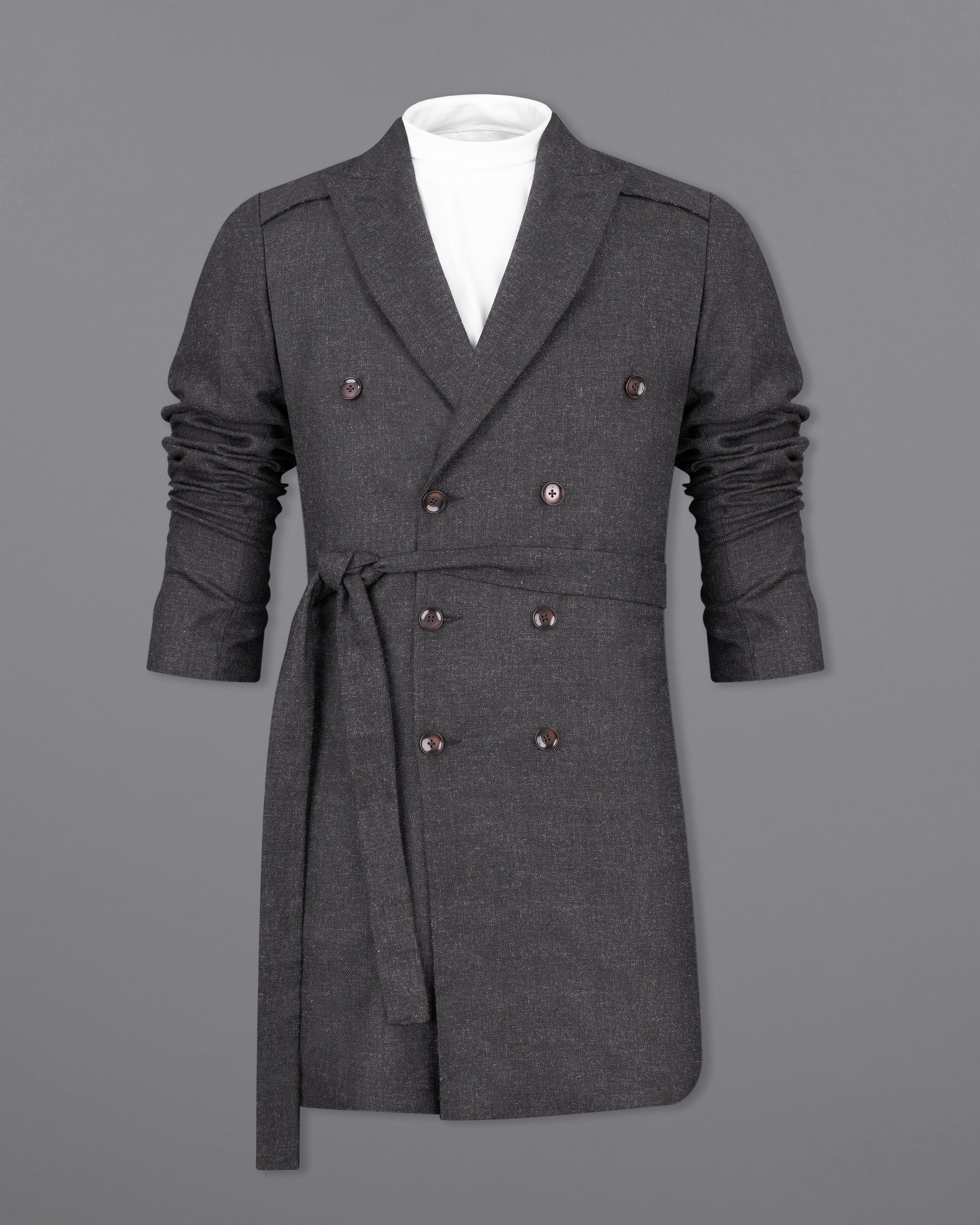Iridium Gray Wool Rich Double Breasted Trench Coat,TCB2529-DB-D35-36, TCB2529-DB-D35-38, TCB2529-DB-D35-40, TCB2529-DB-D35-42, TCB2529-DB-D35-44, TCB2529-DB-D35-46, TCB2529-DB-D35-48, TCB2529-DB-D35-50, TCB2529-DB-D35-52, TCB2529-DB-D35-54, TCB2529-DB-D35-56, TCB2529-DB-D35-58, TCB2529-DB-D35-60