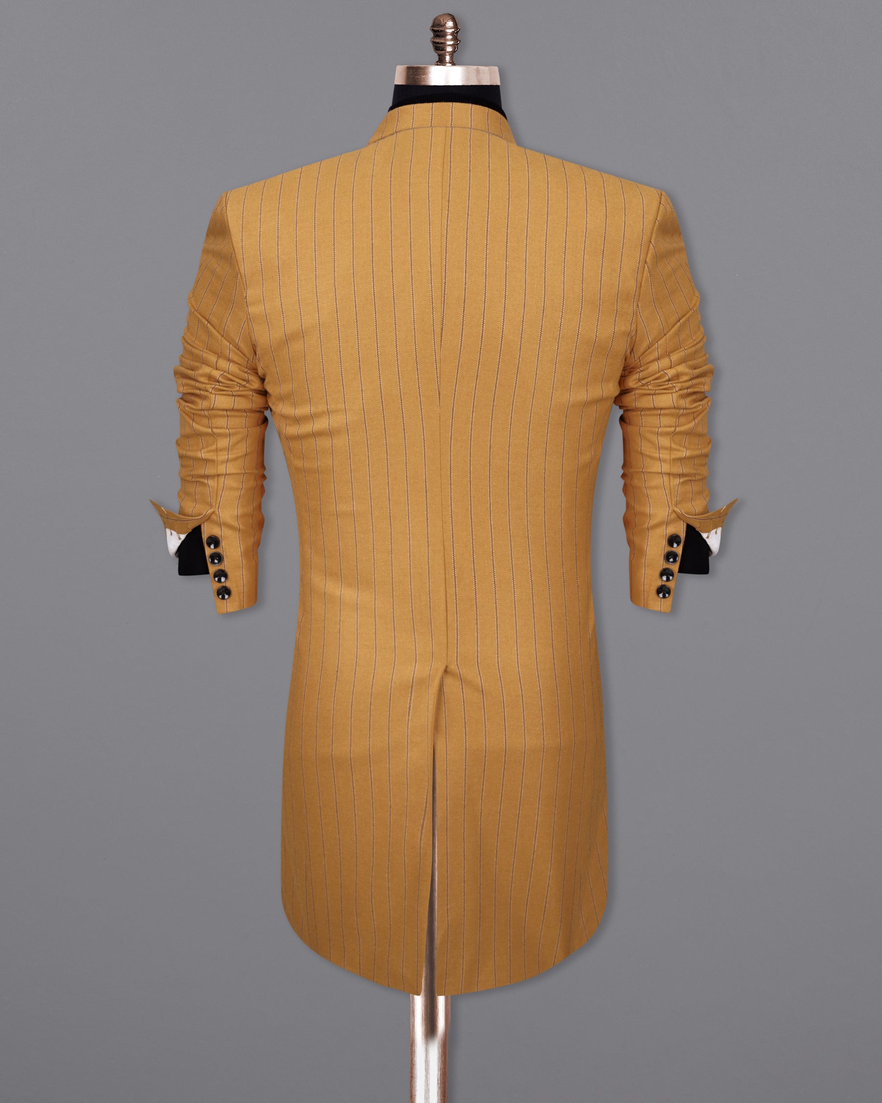 Tussock Mustard Yellow Striped Single Breasted Trench Coat With Pant TCPT2034-SB-36, TCPT2034-SB-38, TCPT2034-SB-40, TCPT2034-SB-42, TCPT2034-SB-44, TCPT2034-SB-46, TCPT2034-SB-48, TCPT2034-SB-50, TCPT2034-SB-52, TCPT2034-SB-54, TCPT2034-SB-56, TCPT2034-SB-58, TCPT2034-SB-60