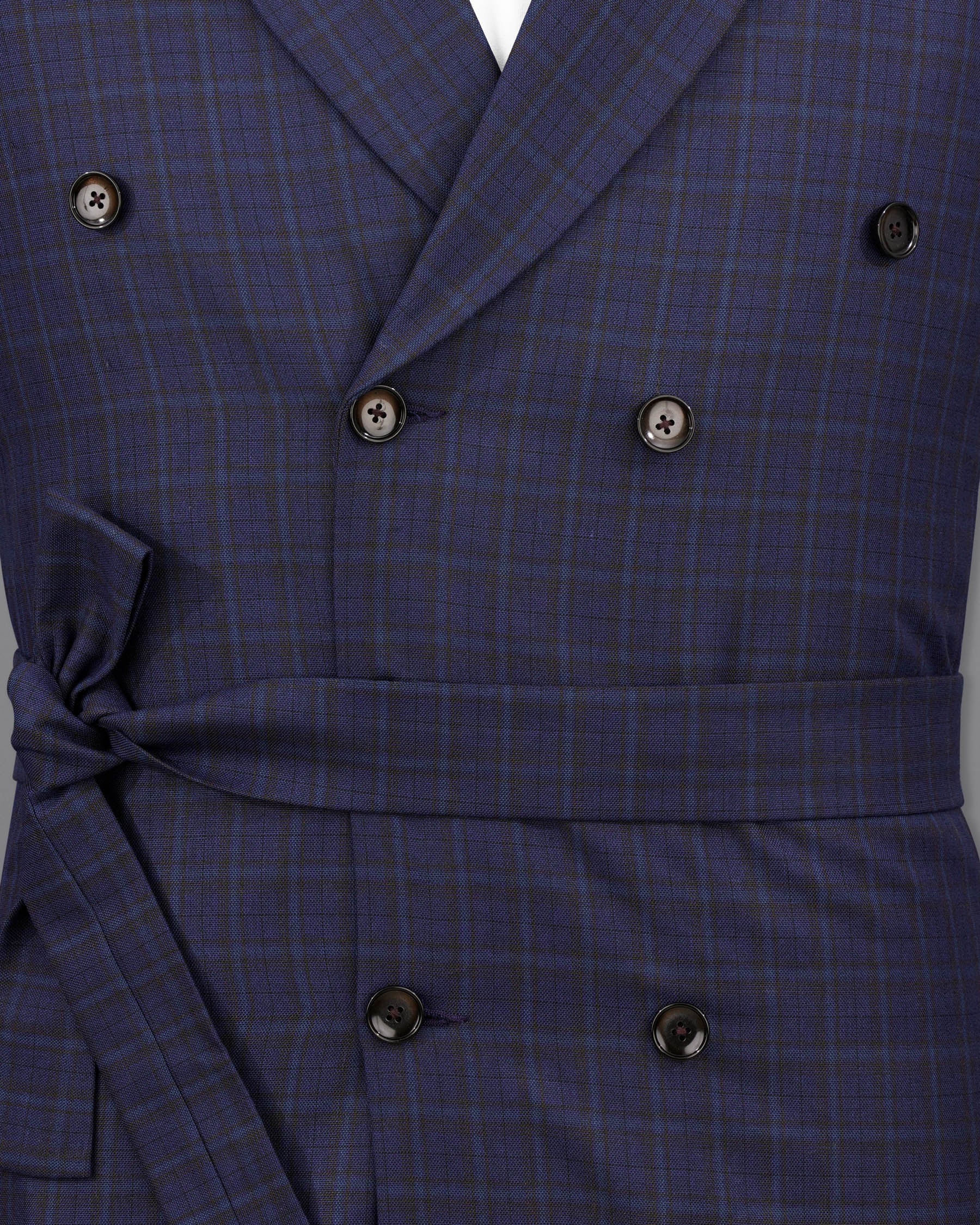 Martinique blue Subtle Checkered Double Breasted with Belt Closure Designer Trench Coat with Pant TCPT2112-DB-D35-36, TCPT2112-DB-D35-38, TCPT2112-DB-D35-40, TCPT2112-DB-D35-42, TCPT2112-DB-D35-44, TCPT2112-DB-D35-46, TCPT2112-DB-D35-48, TCPT2112-DB-D35-50, TCPT2112-DB-D35-52, TCPT2112-DB-D35-54, TCPT2112-DB-D35-56, TCPT2112-DB-D35-58, TCPT2112-DB-D35-60