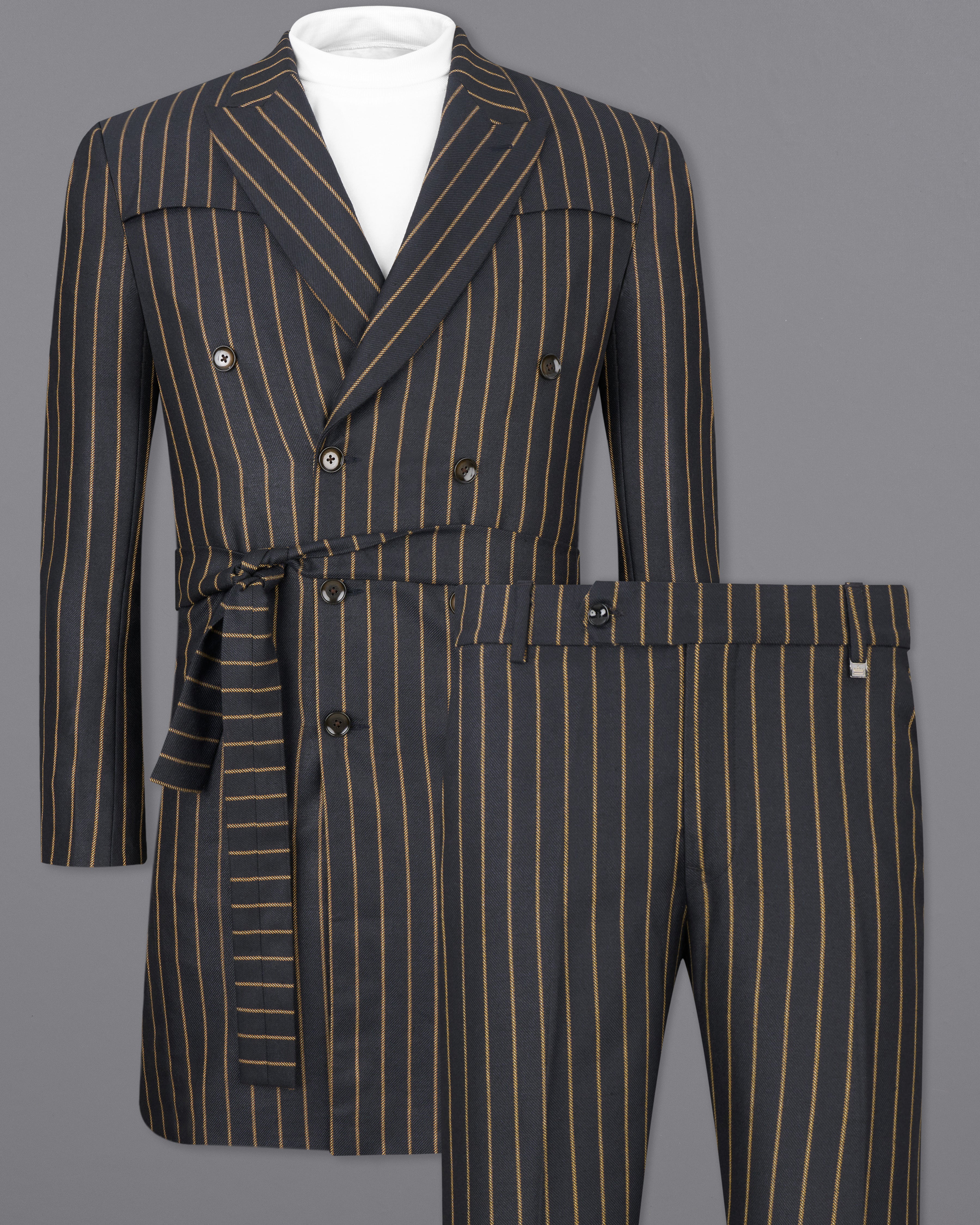 Outer Space Navy Blue Striped Double Breasted Trench Coat with Pants TCPT2527-DB-D35-36, TCPT2527-DB-D35-38, TCPT2527-DB-D35-40, TCPT2527-DB-D35-42, TCPT2527-DB-D35-44, TCPT2527-DB-D35-46, TCPT2527-DB-D35-48, TCPT2527-DB-D35-50, TCPT2527-DB-D35-52, TCPT2527-DB-D35-54, TCPT2527-DB-D35-56, TCPT2527-DB-D35-58, TCPT2527-DB-D35-60