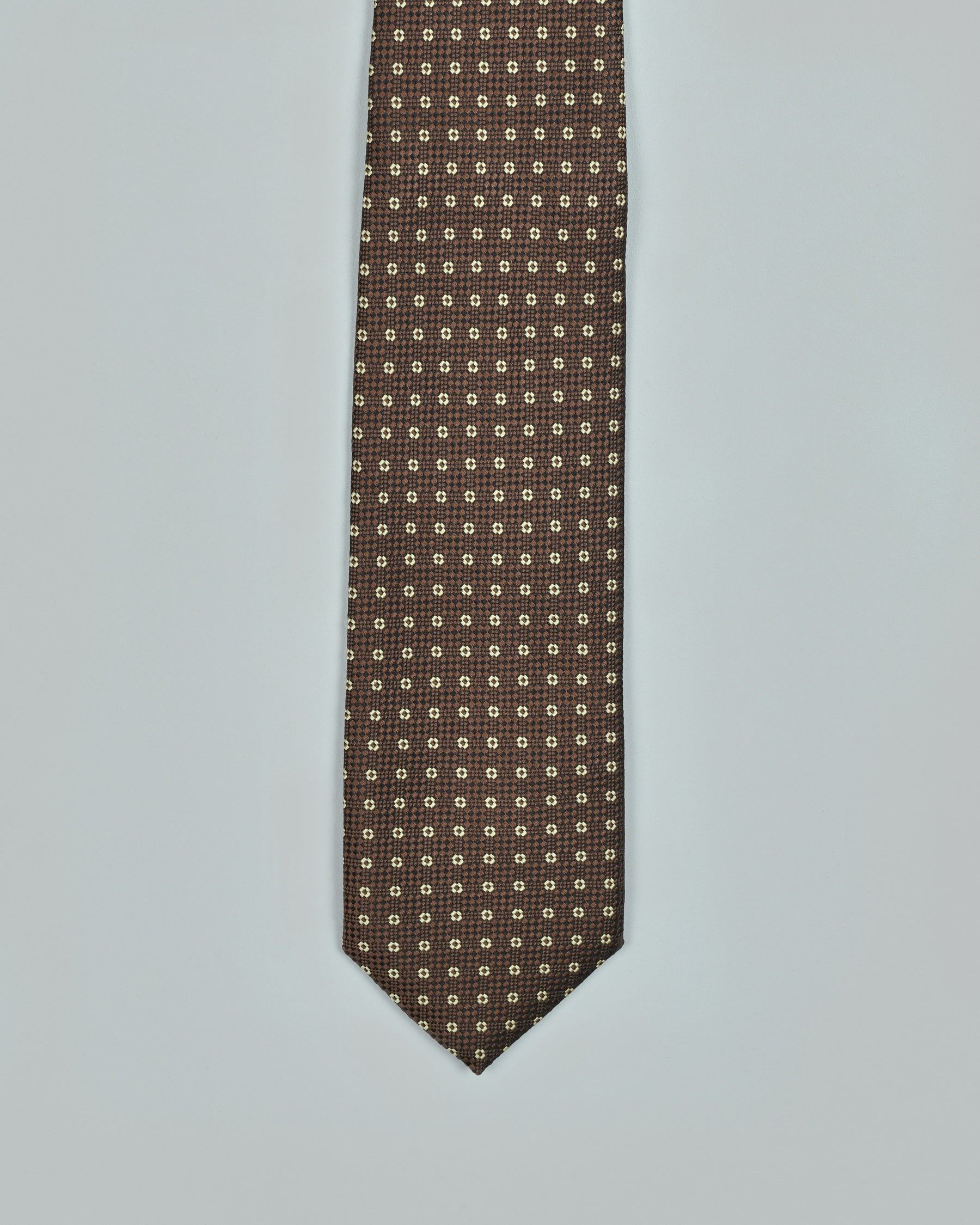 Tana with Metallic Bronze Geometric Patterned Tie and Free Pocket Square