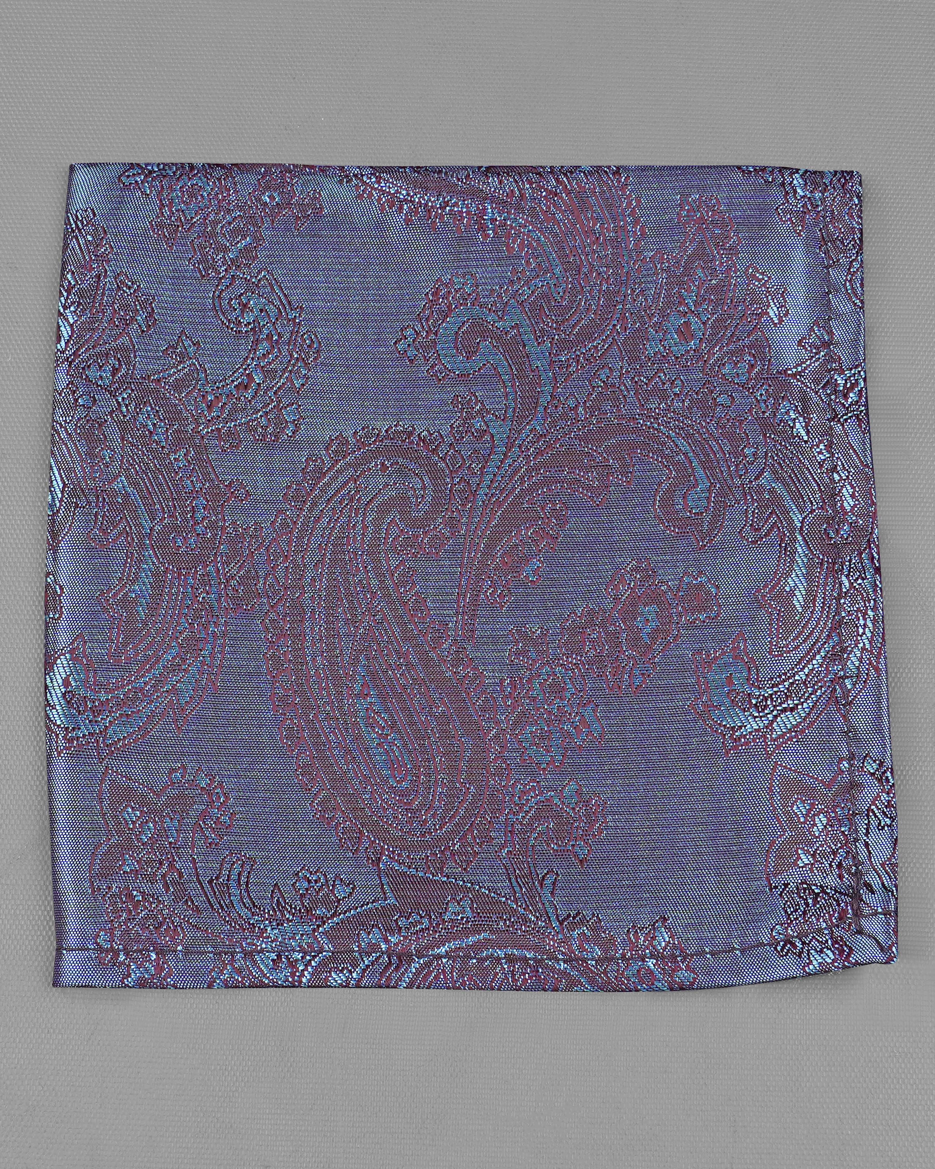 Purplish and Cosmic Maroon Two Tone Paisley Jacquard Tie with Pocket Square TP035