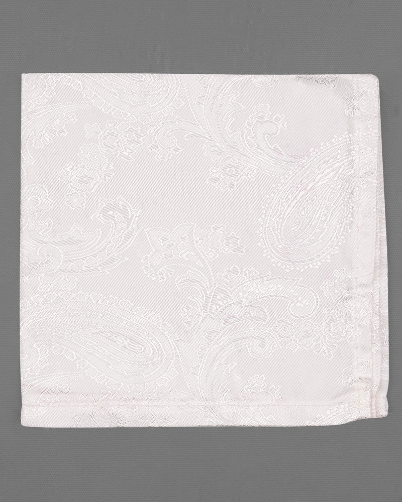 Bright White Paisley Jacquard Tie with Pocket Square TP042