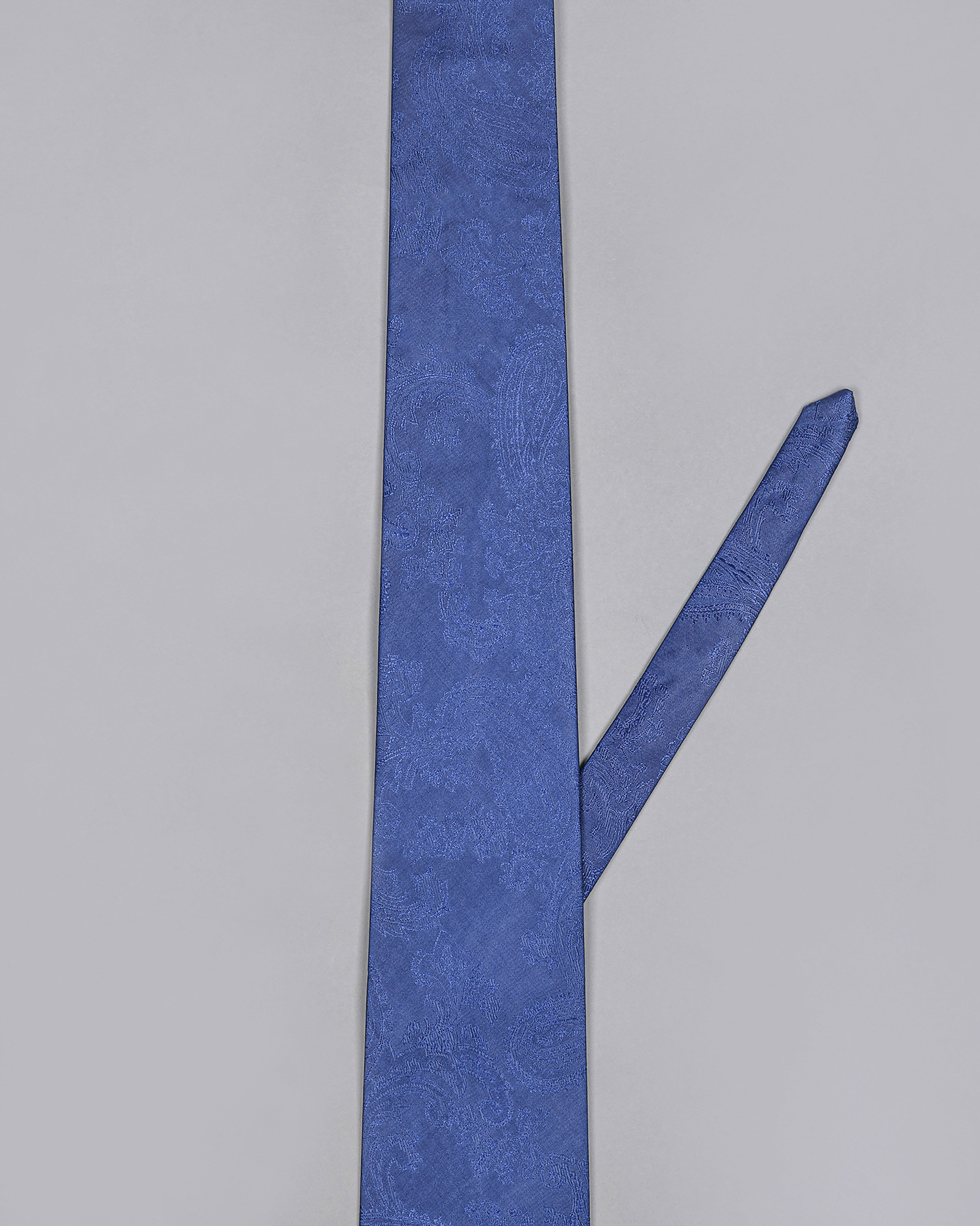 Persian Blue Paisley Jacquard Tie with Free Pocket square
