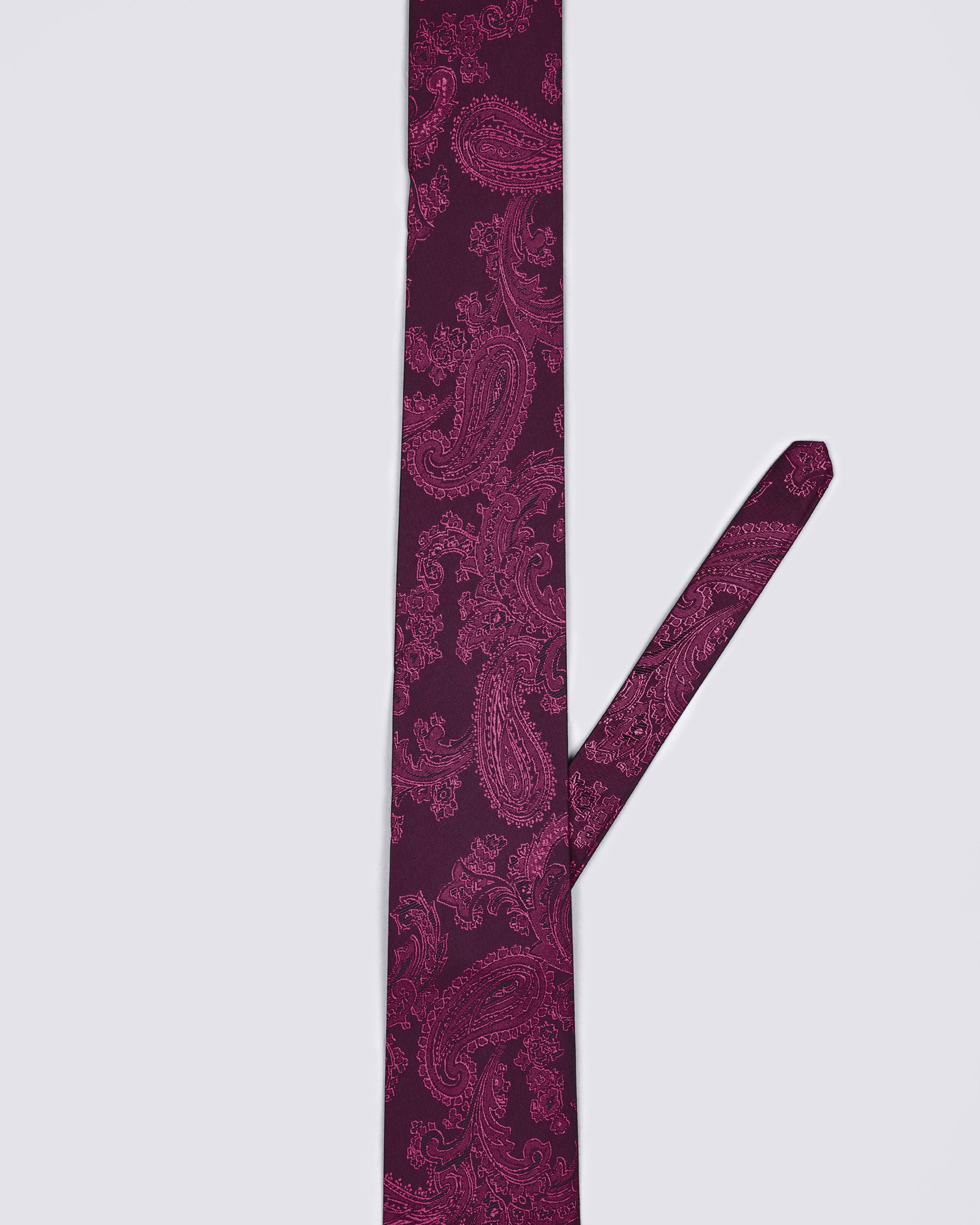 Maroon Paisley Jacquard Tie with Free Pocket square